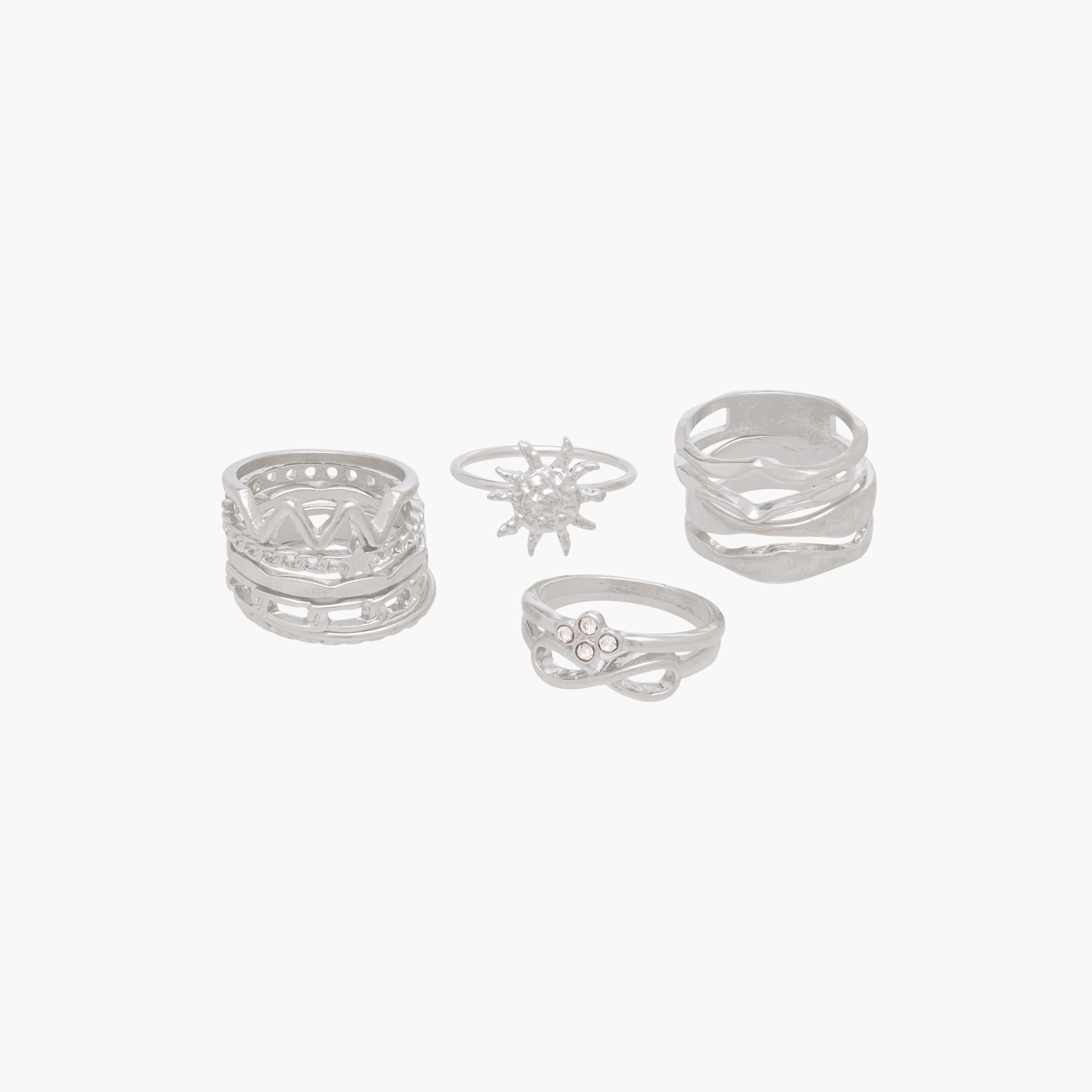 Set of 11 Silver Tone Ring with Embellished Design-women-watchesandjewellery-jewellery-rings-image-2