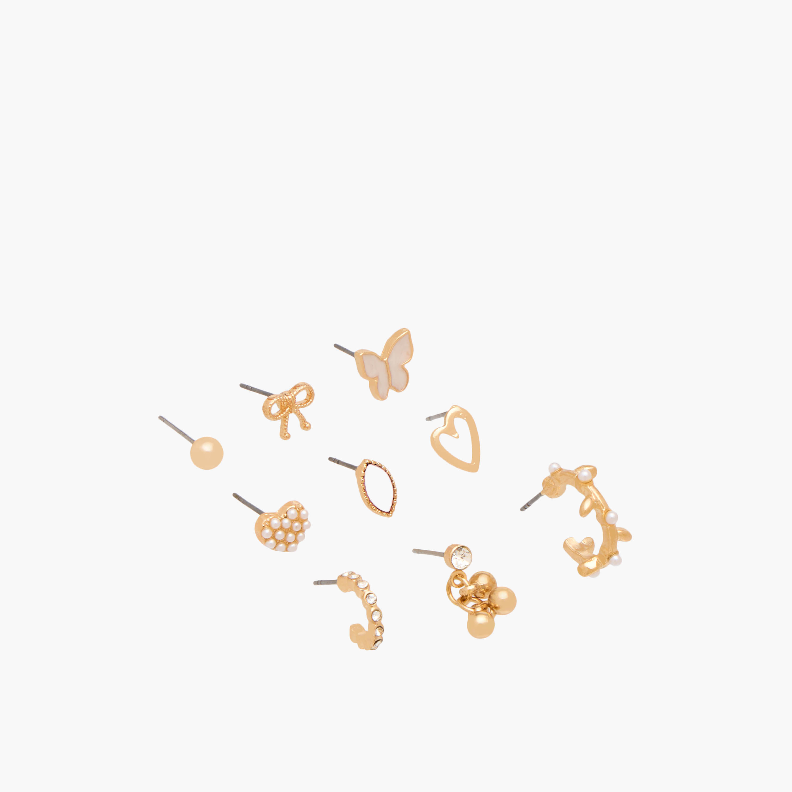 Pack of 9 Metal Assorted Earrings with Pushback Closure-women-watchesandjewellery-jewellery-earrings-image-2