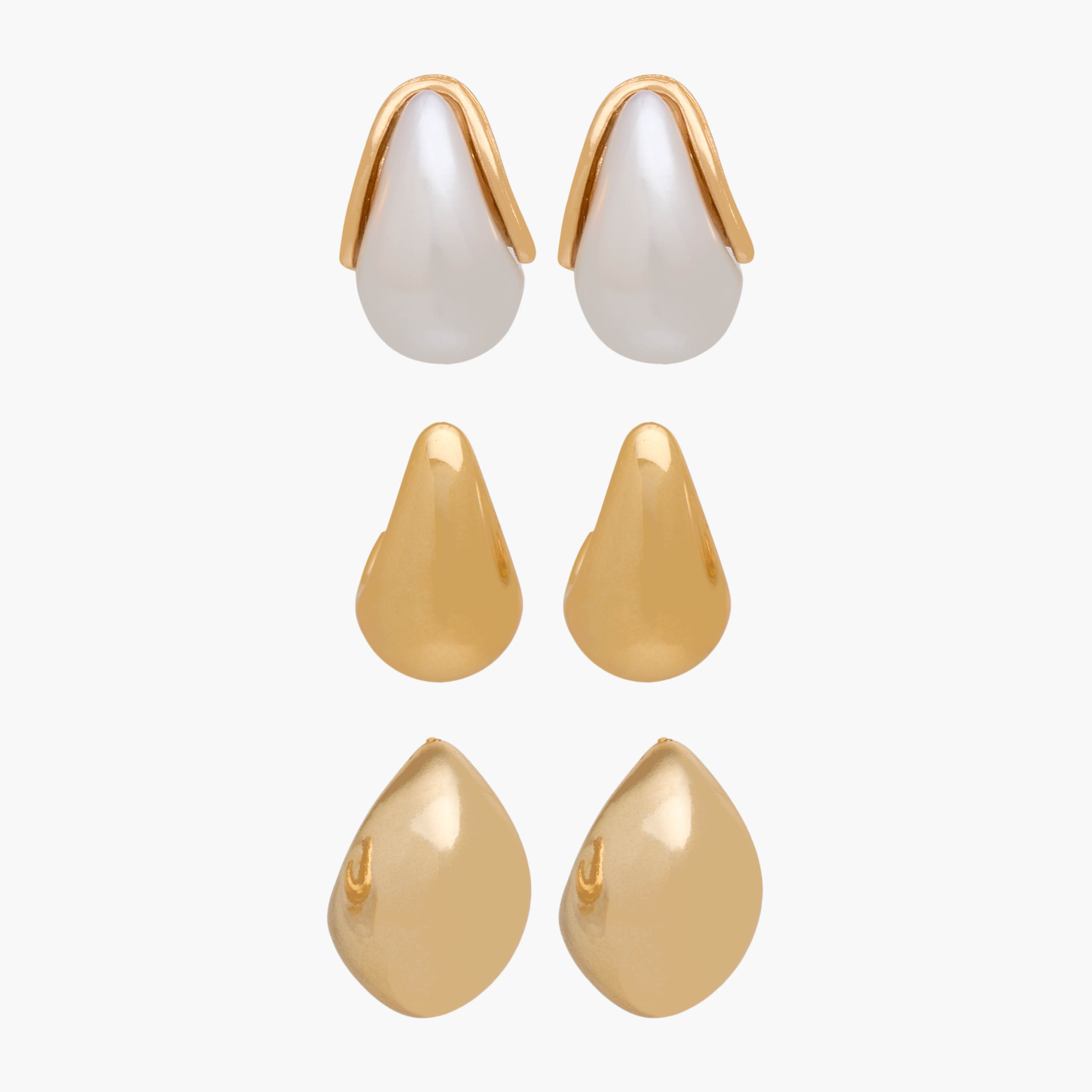 Pack of 3 Metal Gold Tone Hoop Earrings with Pushback Closure-women-watchesandjewellery-jewellery-earrings-image-1