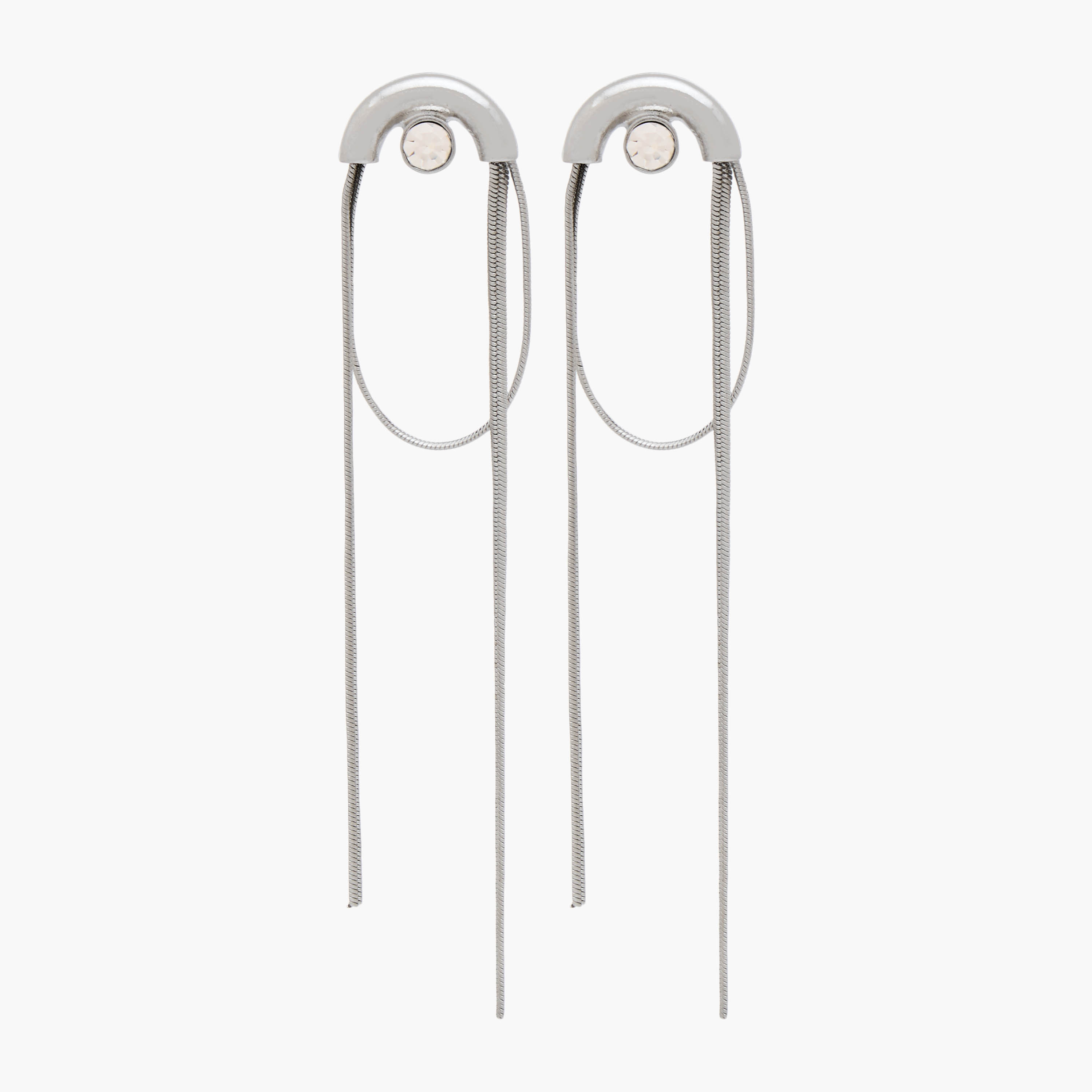 Silver Tone Cubic Zirconia Embellished Earrings with Pushback Closure-women-watchesandjewellery-jewellery-earrings-image-1