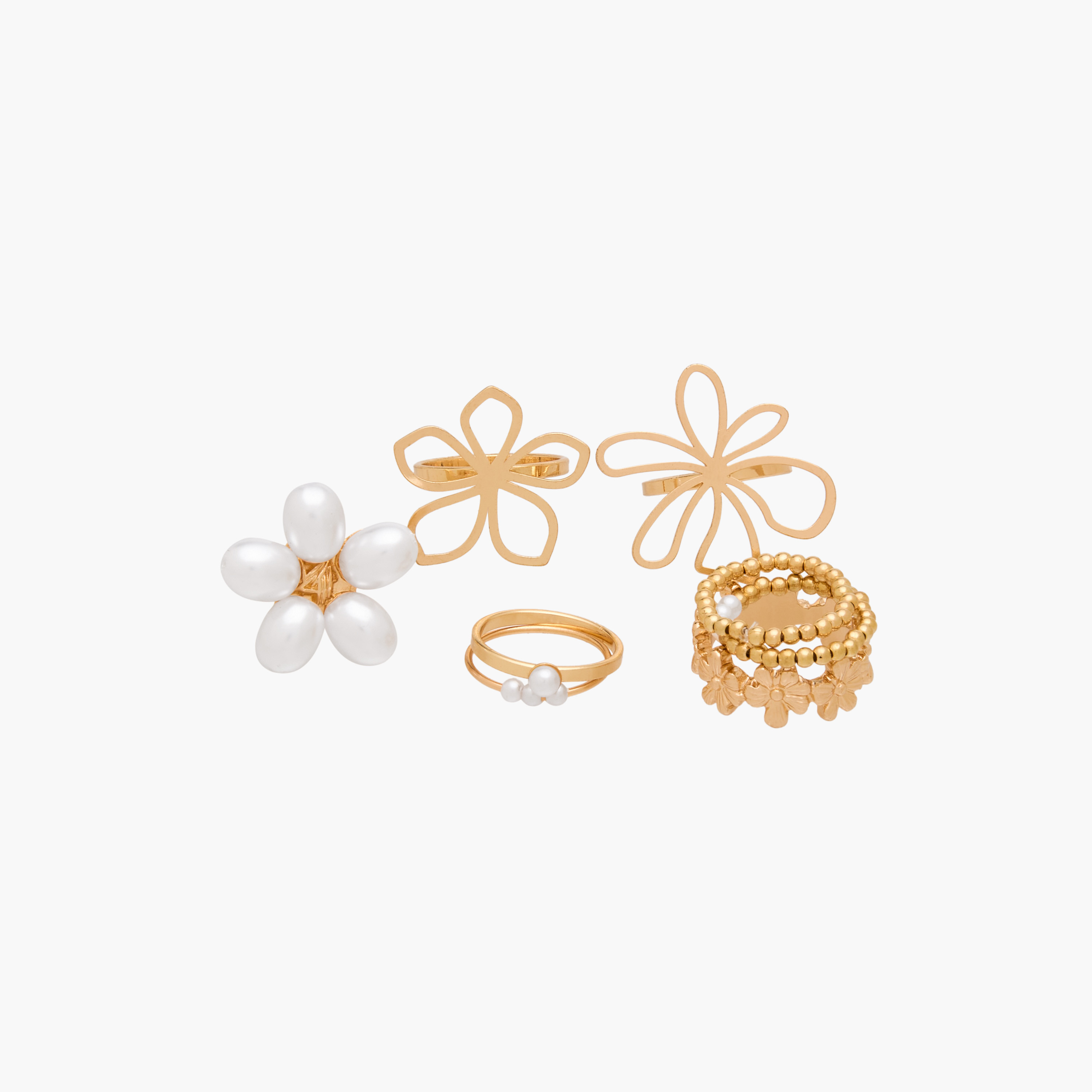 Set of 8 Metal Gold Tone Ring with Design-women-watchesandjewellery-jewellery-rings-image-2