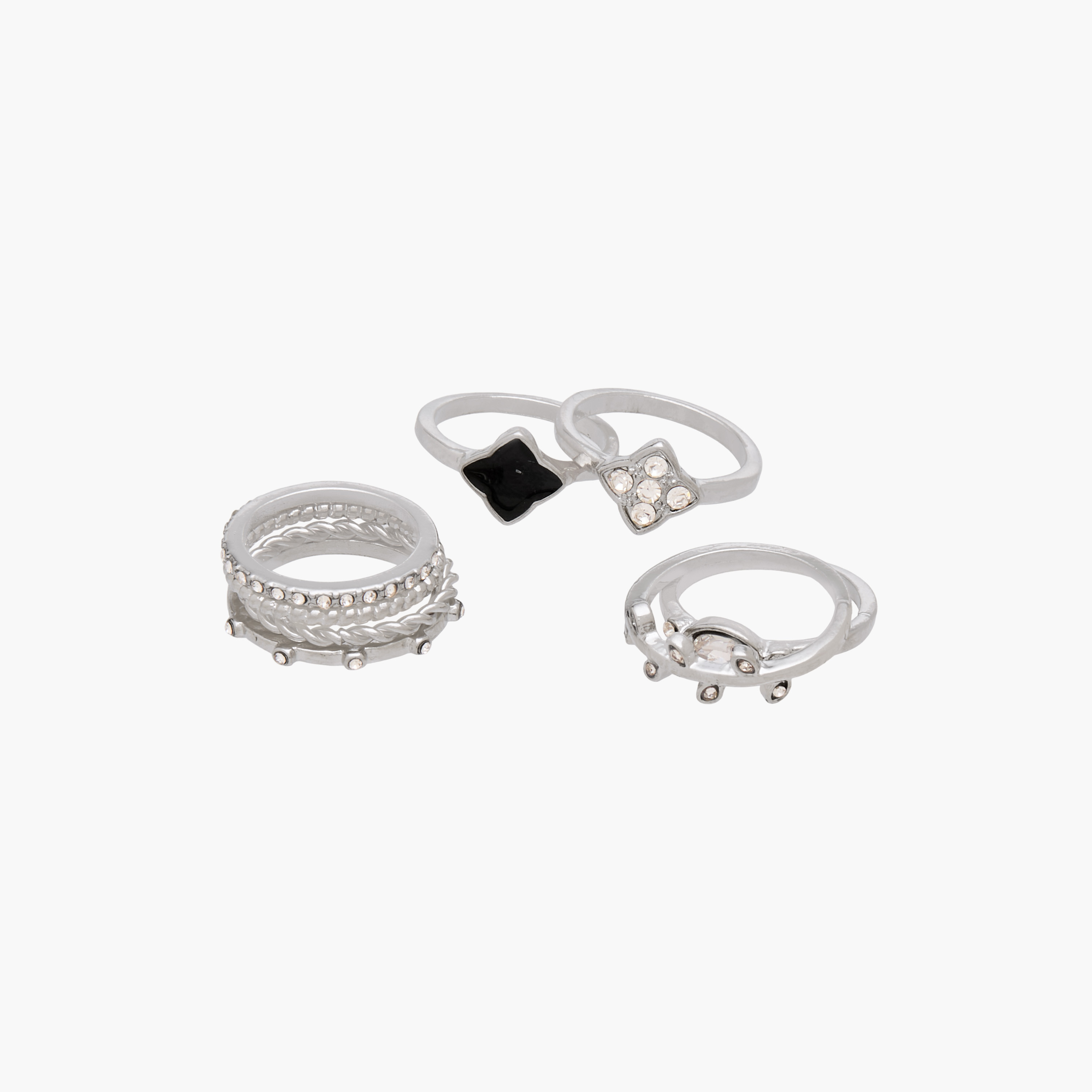 Set of 8 Silver Tone Ring with Embellished Design-women-watchesandjewellery-jewellery-rings-image-2