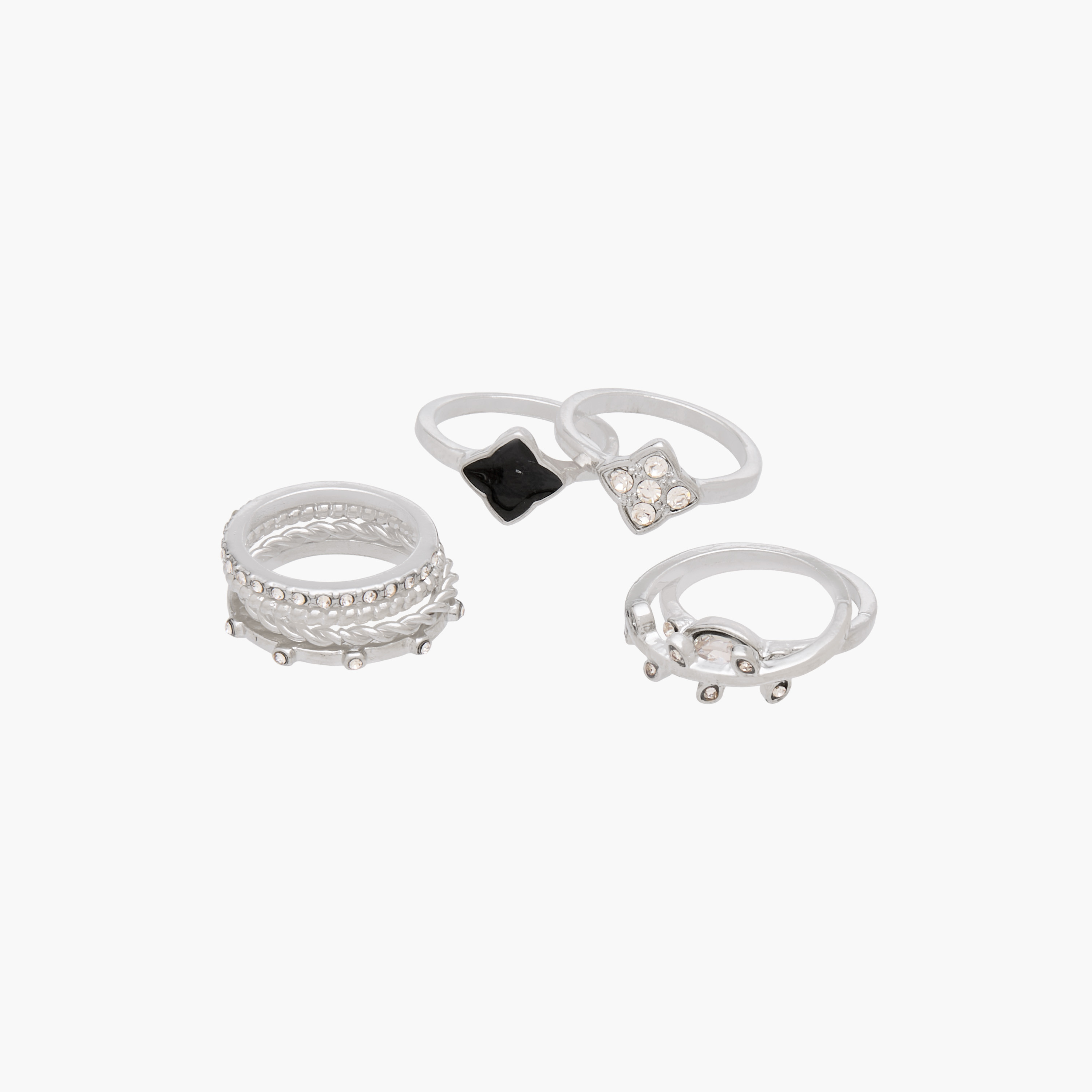 Set of 8 Silver Tone Ring with Embellished Design-women-watchesandjewellery-jewellery-rings-image-2