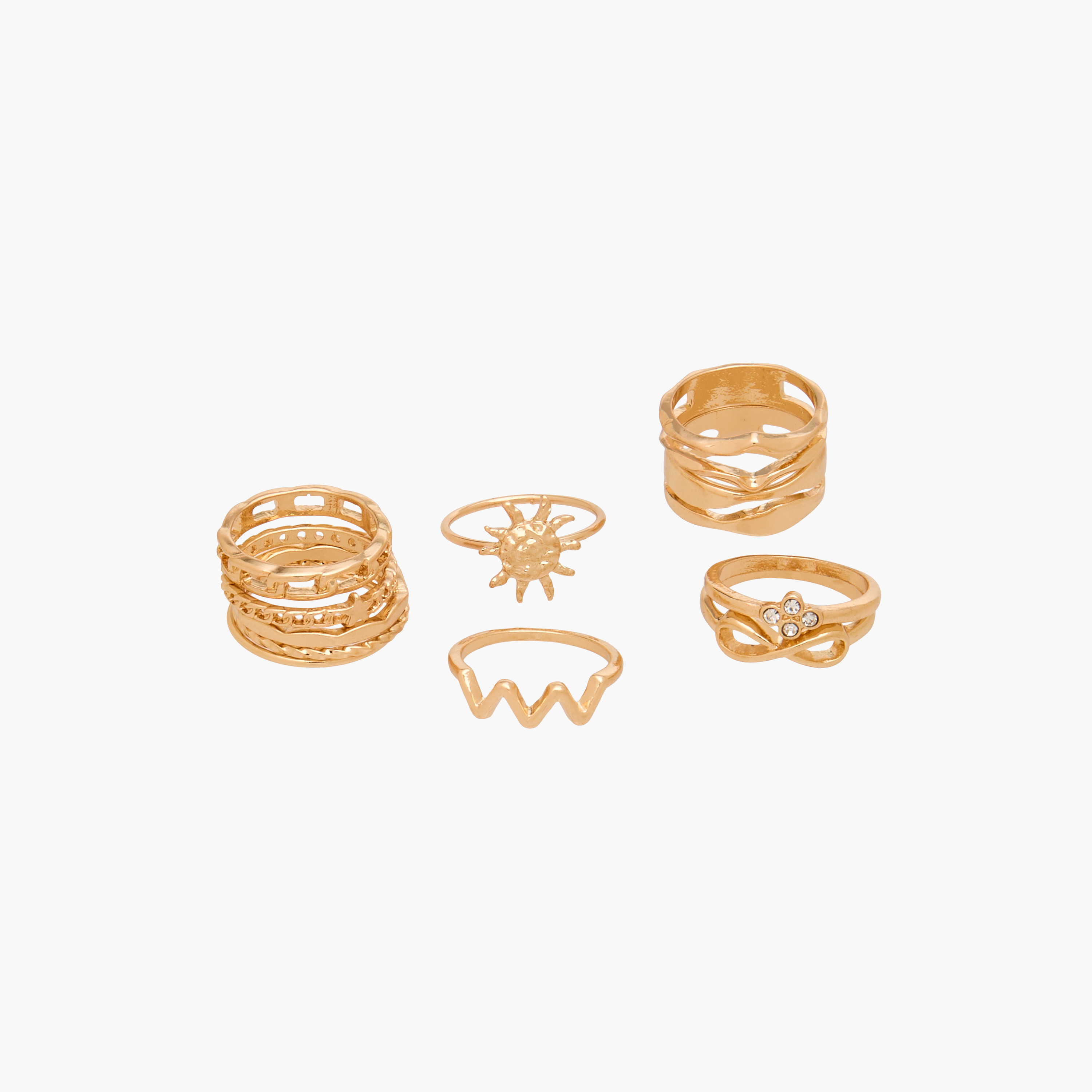 Set of 8 Gold Tone Ring with Design-women-watchesandjewellery-jewellery-rings-image-2
