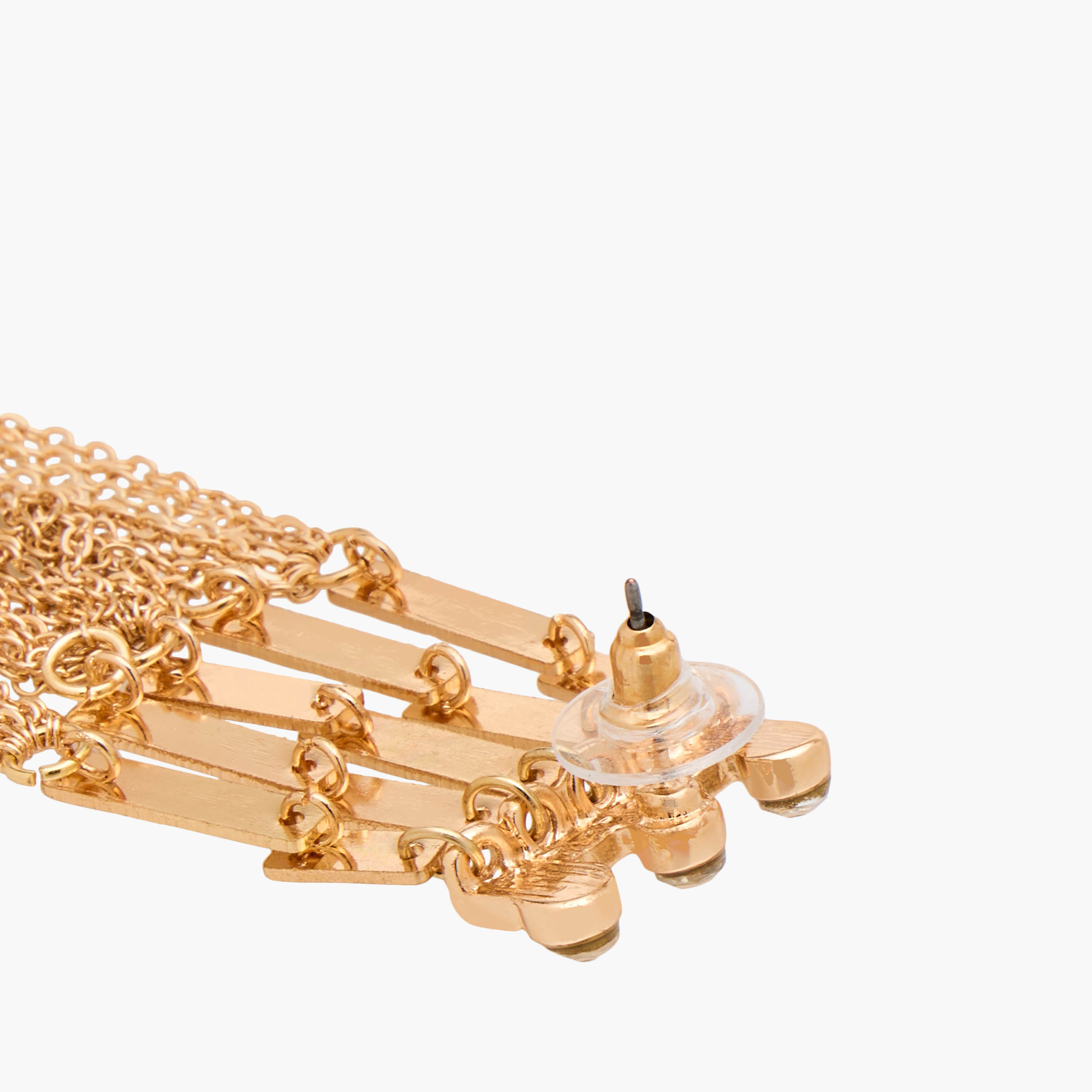 Metallic Tassel Earrings with Pushback Closure-women-watchesandjewellery-jewellery-earrings-image-4
