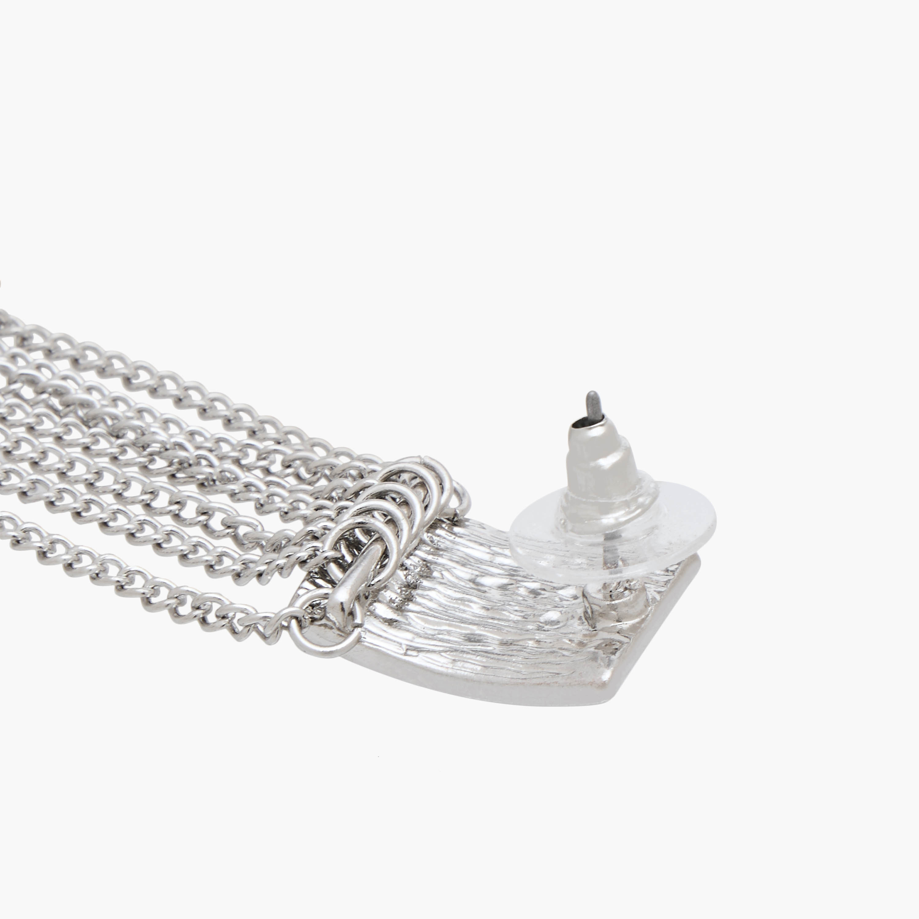 Silver Tone Stone Embellished Dangling Earrings with Pushback Closure-women-watchesandjewellery-jewellery-earrings-image-4