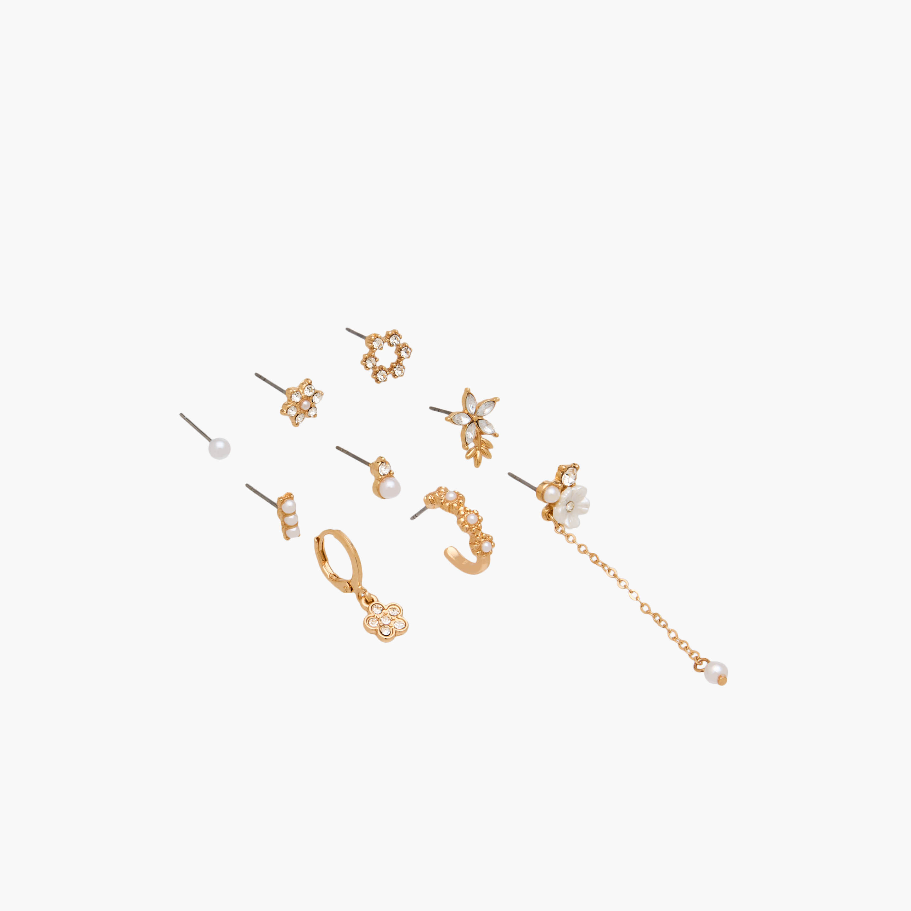 Pack of 9 Gold Tone Embellished Earrings with Pushback Closure-women-watchesandjewellery-jewellery-earrings-image-2