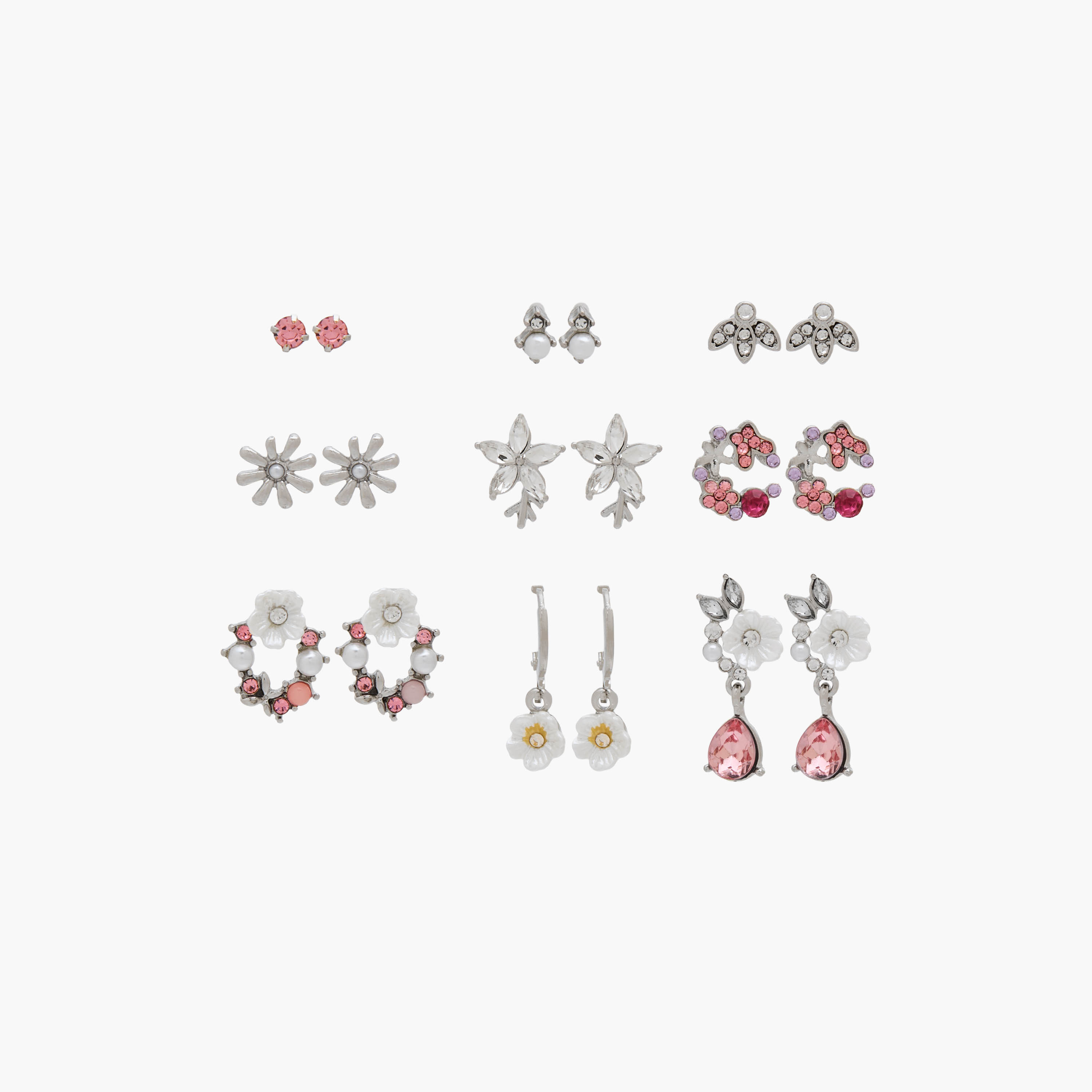 Pack of 9 Metallic Assorted Earrings-women-watchesandjewellery-jewellery-earrings-image-1