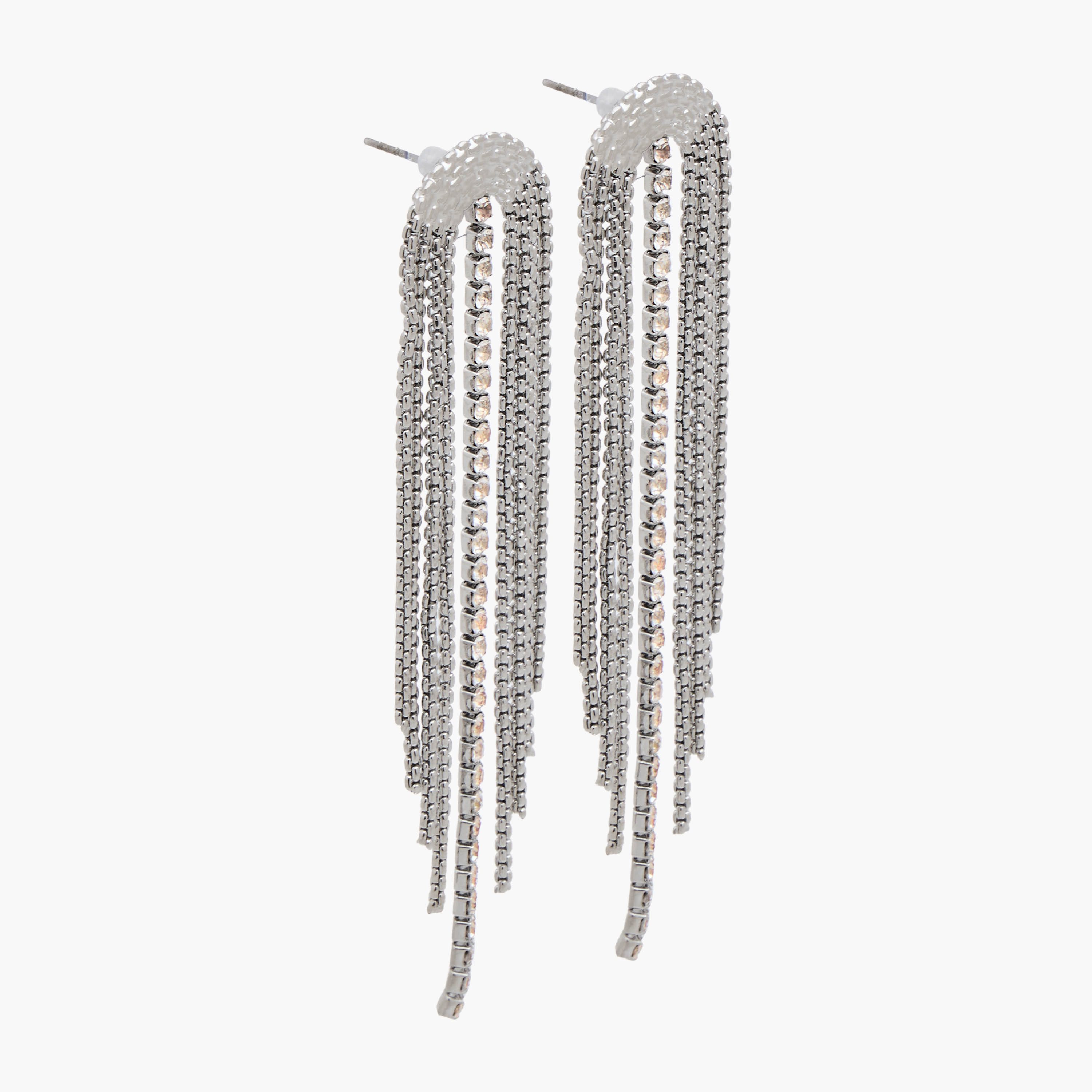 Silver Tone Stone Embellished Dangling Earrings with Pushback Closure-women-watchesandjewellery-jewellery-earrings-image-2