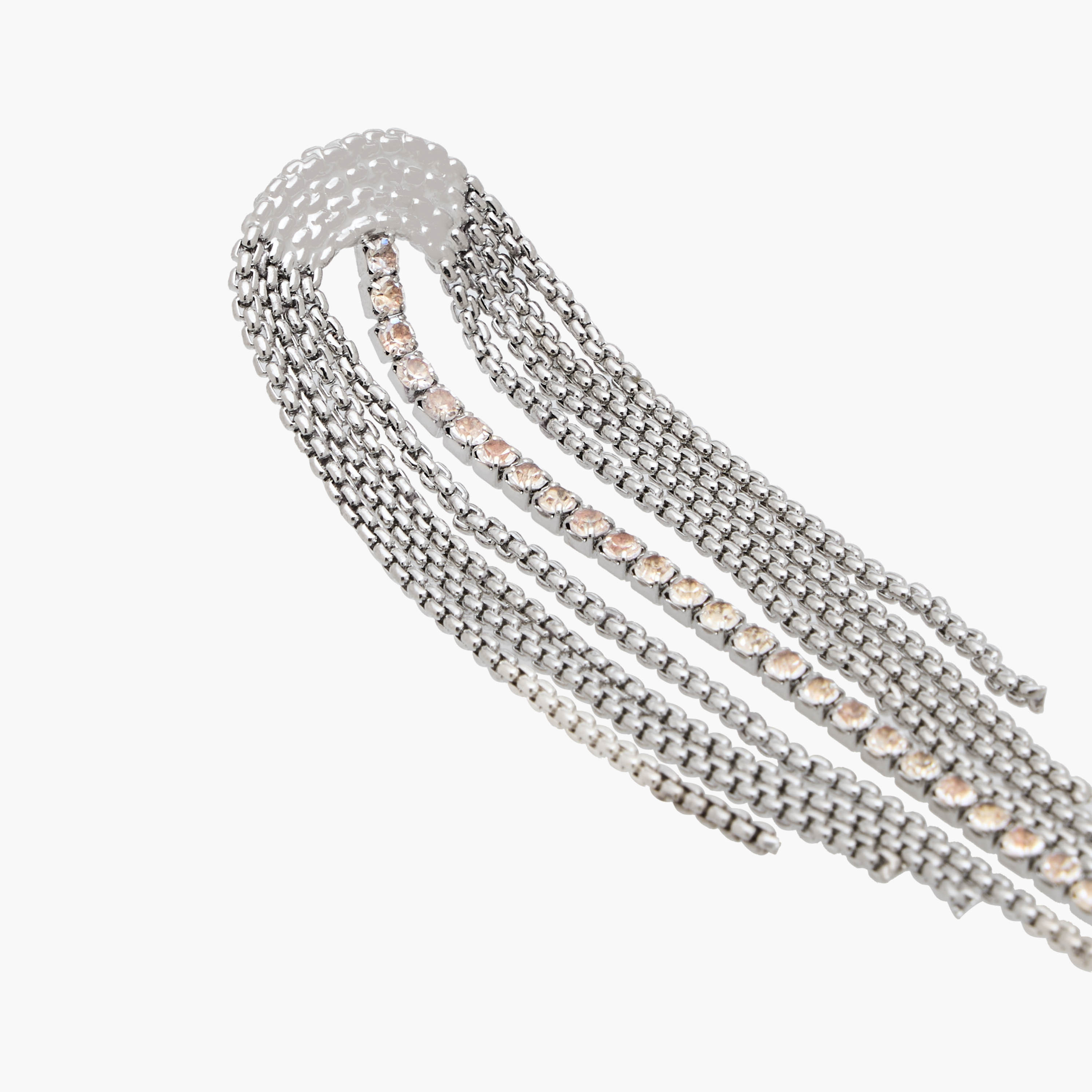 Silver Tone Stone Embellished Dangling Earrings with Pushback Closure-women-watchesandjewellery-jewellery-earrings-image-3