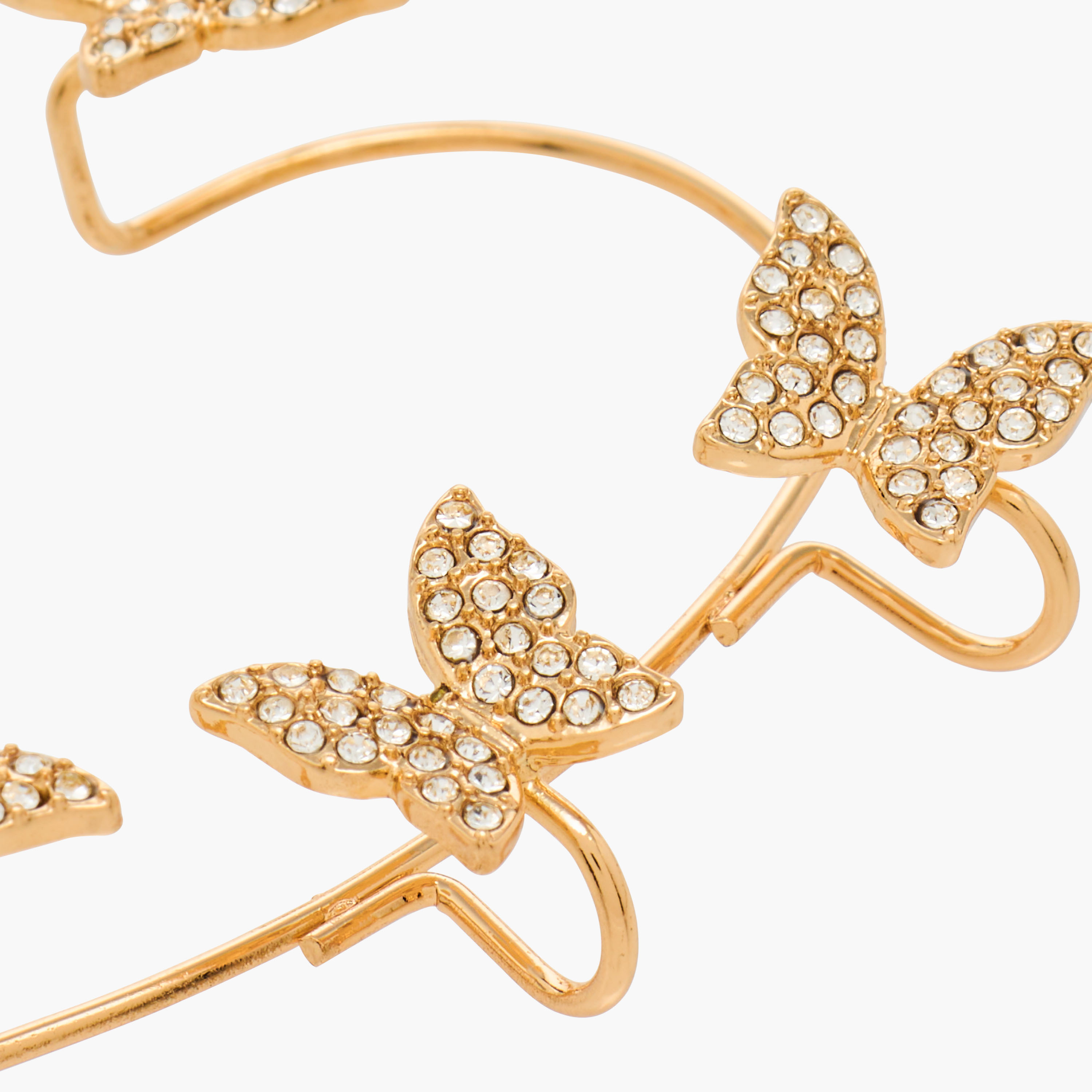Gold Tone Butterfly Stone Embellished Ear Cuffs-women-watchesandjewellery-jewellery-earrings-image-5