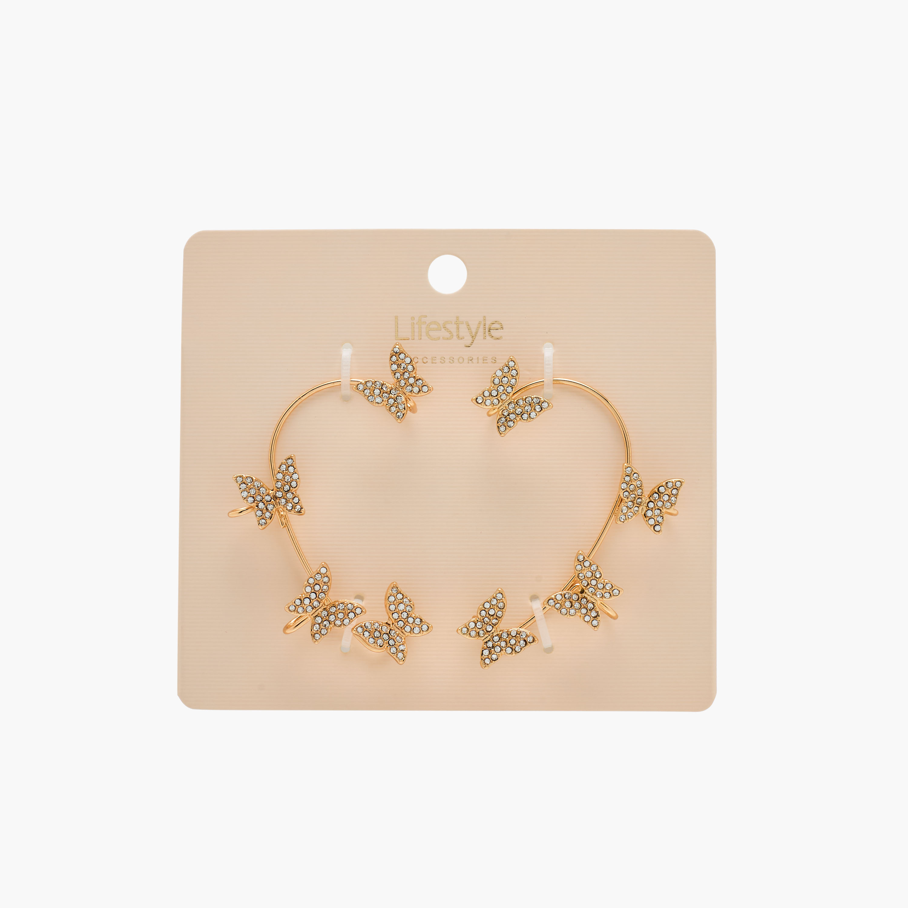 Gold Tone Butterfly Stone Embellished Ear Cuffs-women-watchesandjewellery-jewellery-earrings-image-6