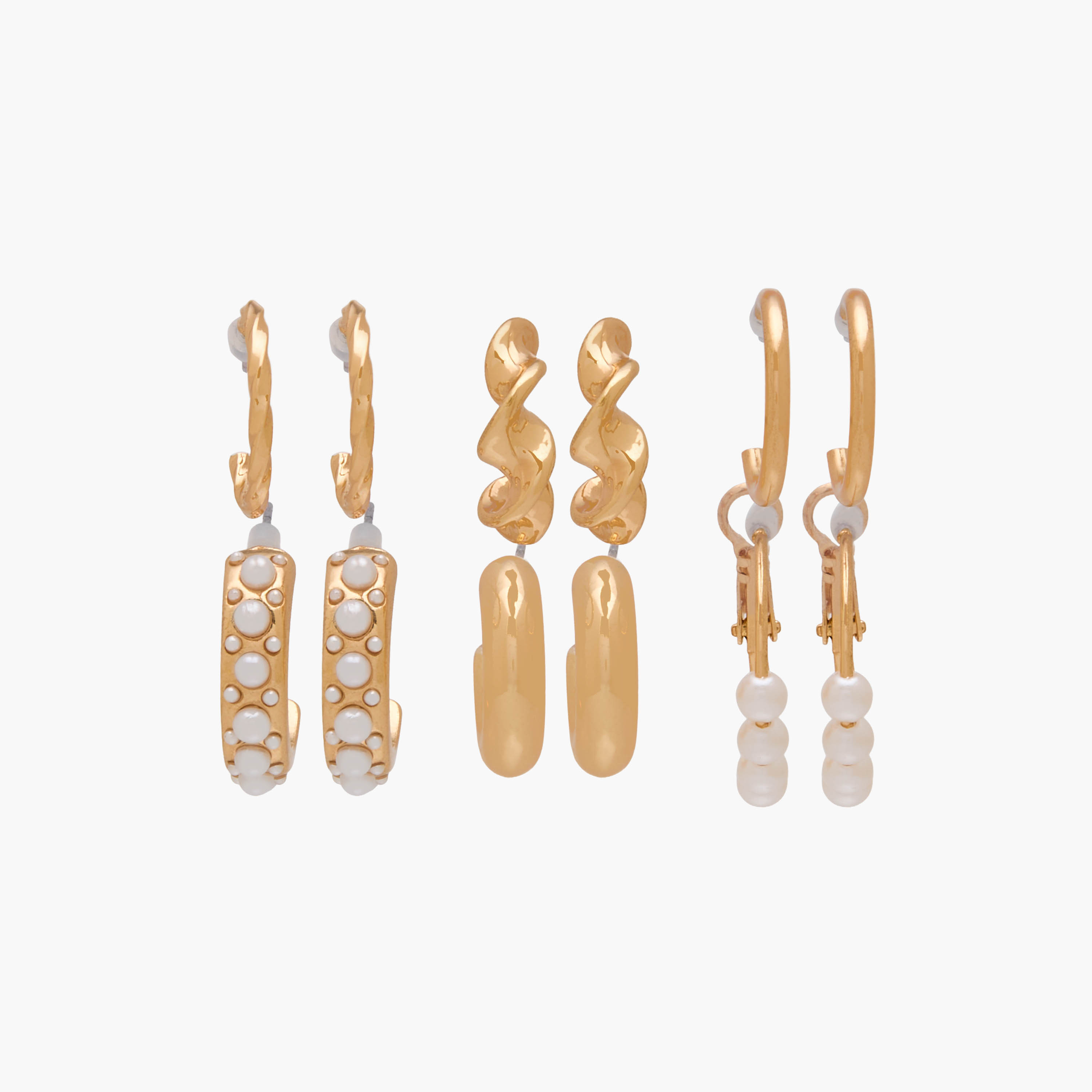 Pack of 6 Gold Tone Assorted Hoop Earrings with Pushback Closure-women-watchesandjewellery-jewellery-earrings-image-1