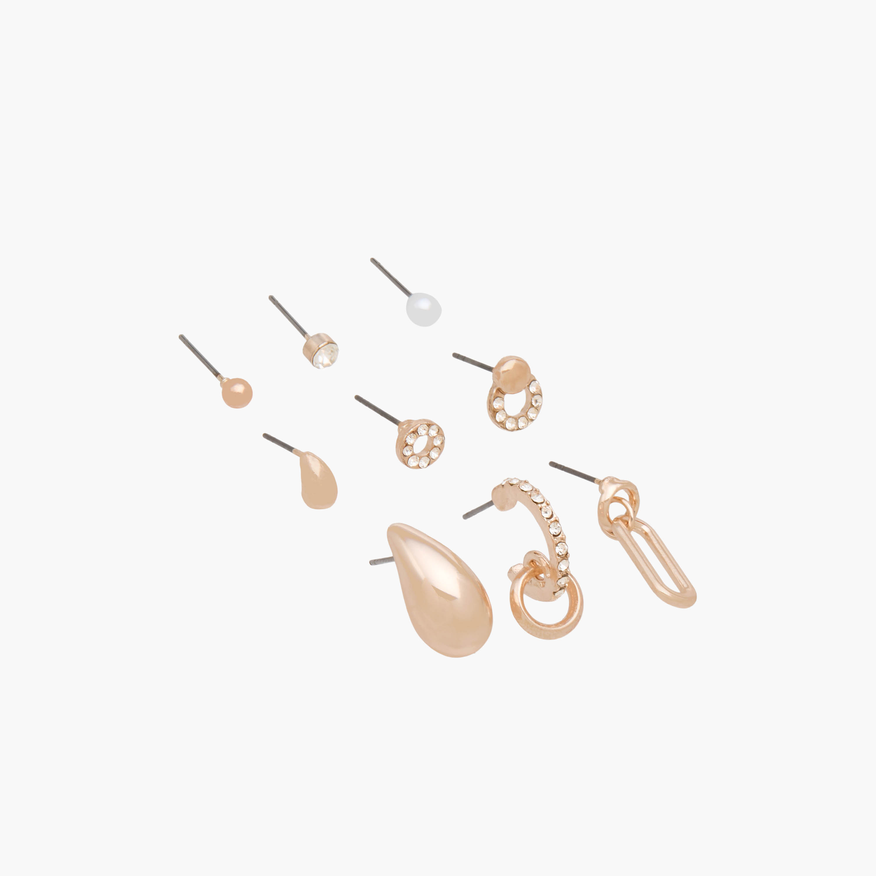 Pack of 9 Gold Tone Assorted Earrings with Pushback Closure-women-watchesandjewellery-jewellery-earrings-image-2