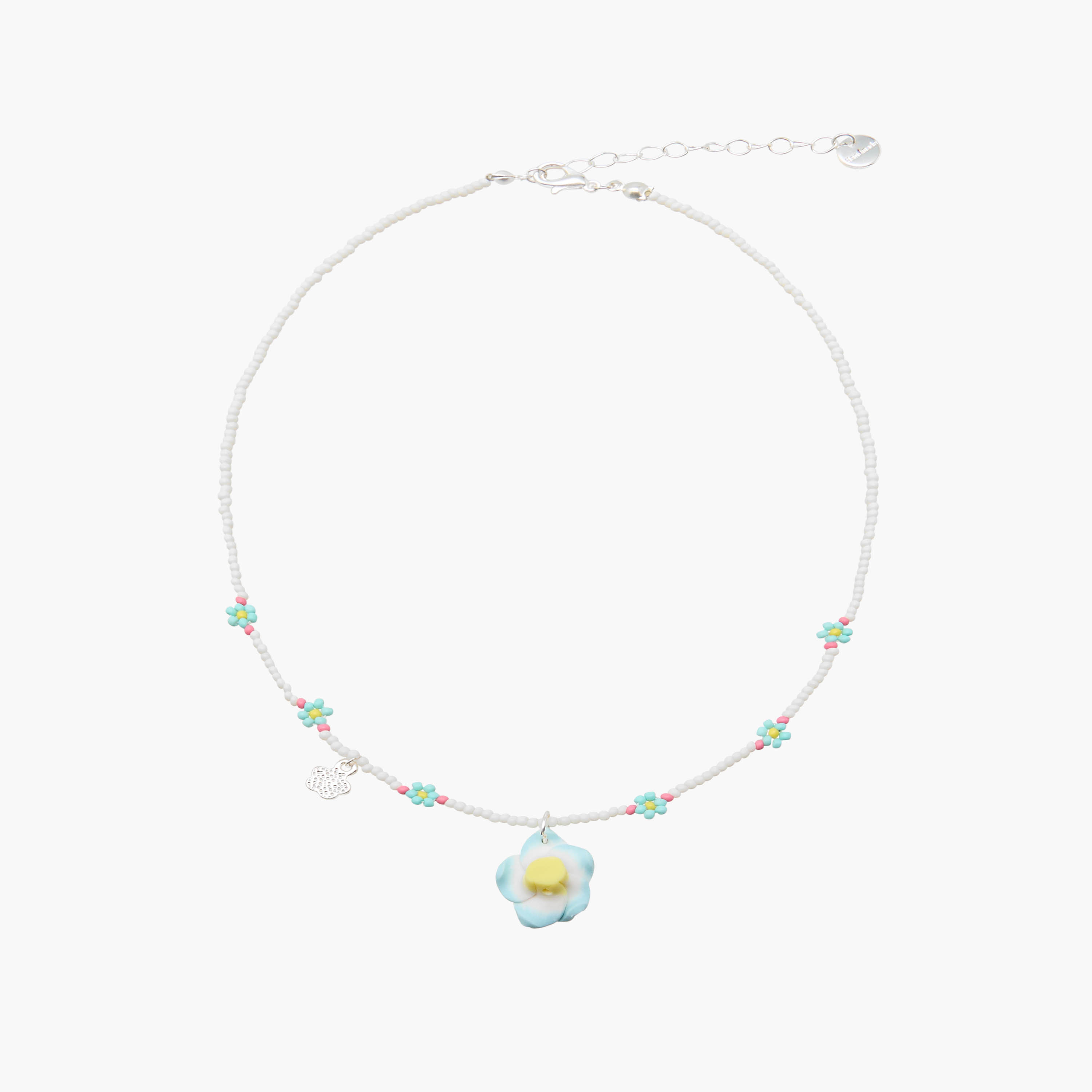 Set of 2 - Silver Tone Necklace with Floral Beaded Design-women-watchesandjewellery-jewellery-necklacesandpendants-image-2