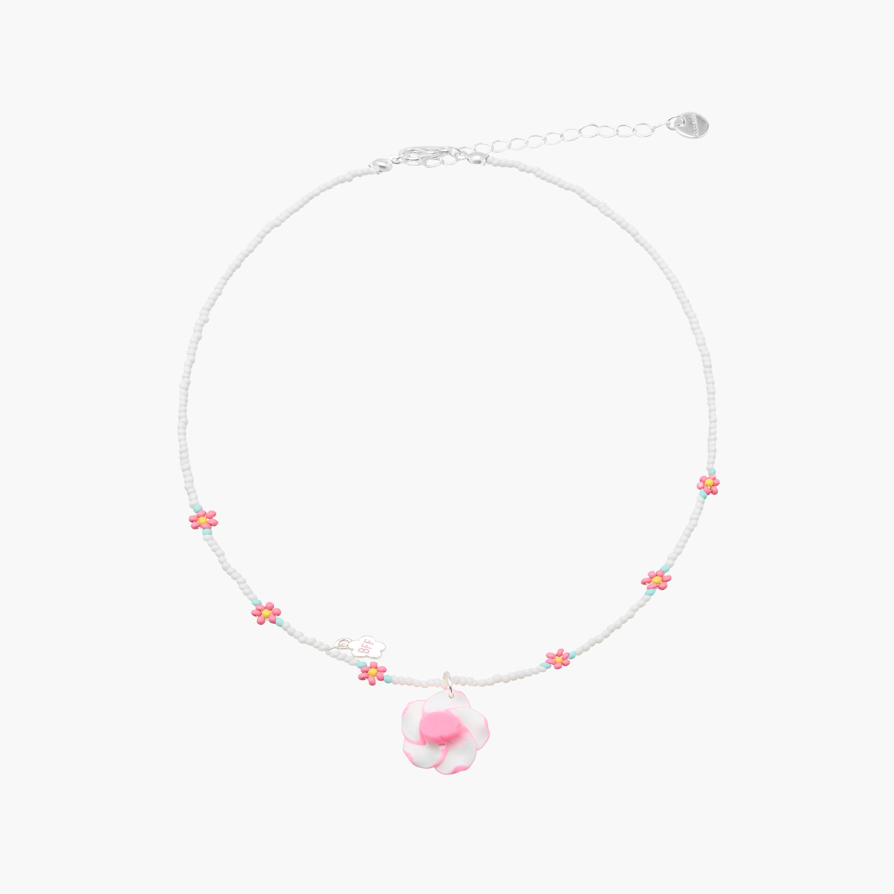 Set of 2 - Silver Tone Necklace with Floral Beaded Design-women-watchesandjewellery-jewellery-necklacesandpendants-image-3