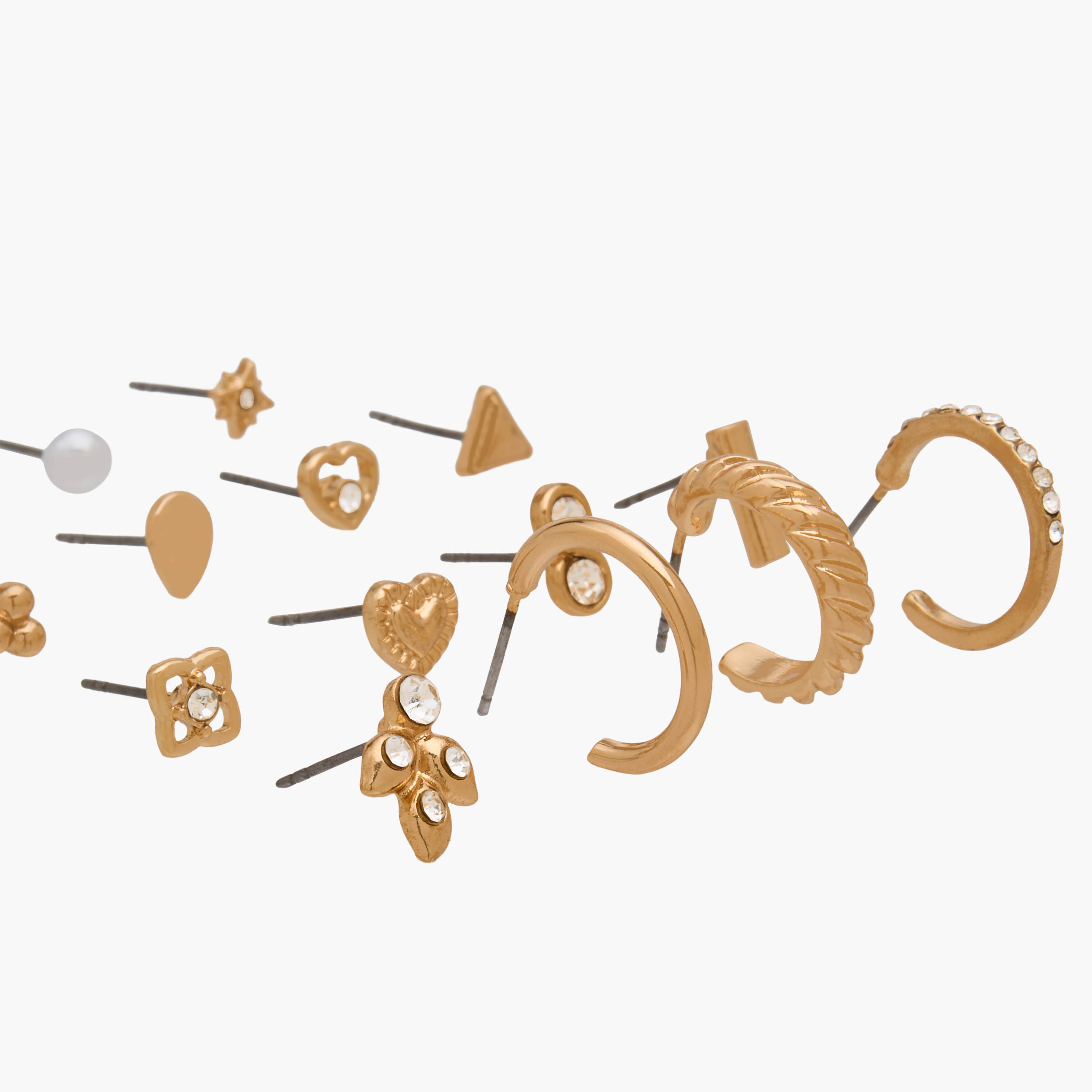 Pack of 15 Gold Tone Assorted Earrings with Pushback Closure-women-watchesandjewellery-jewellery-earrings-image-3