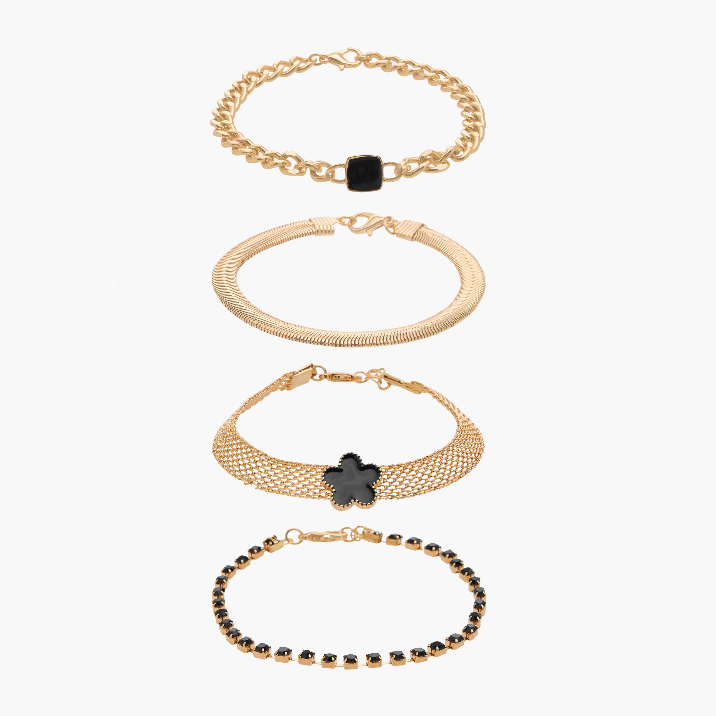 أساور معدنية متنوعة - عبوة 4 قطع-women-watchesandjewellery-jewellery-banglesandbracelets-image-1