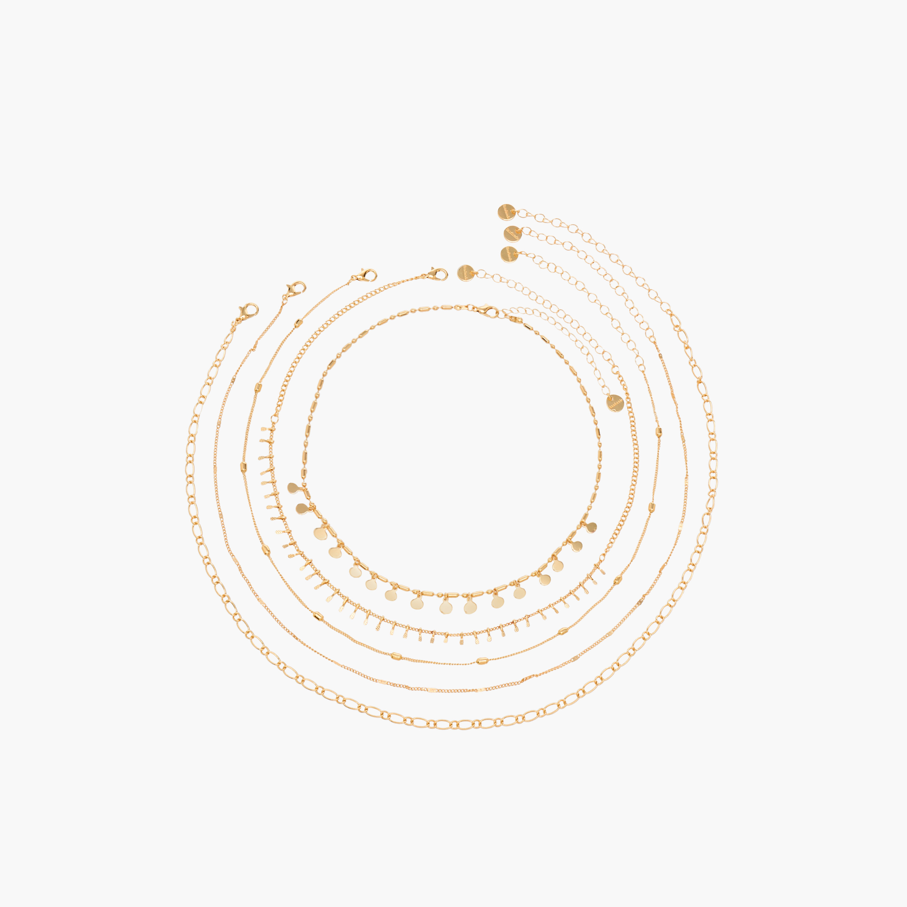 عقد بلون ذهبي ومشبك إغلاق - طقم من 5 قطع-women-watchesandjewellery-jewellery-necklacesandpendants-image-1