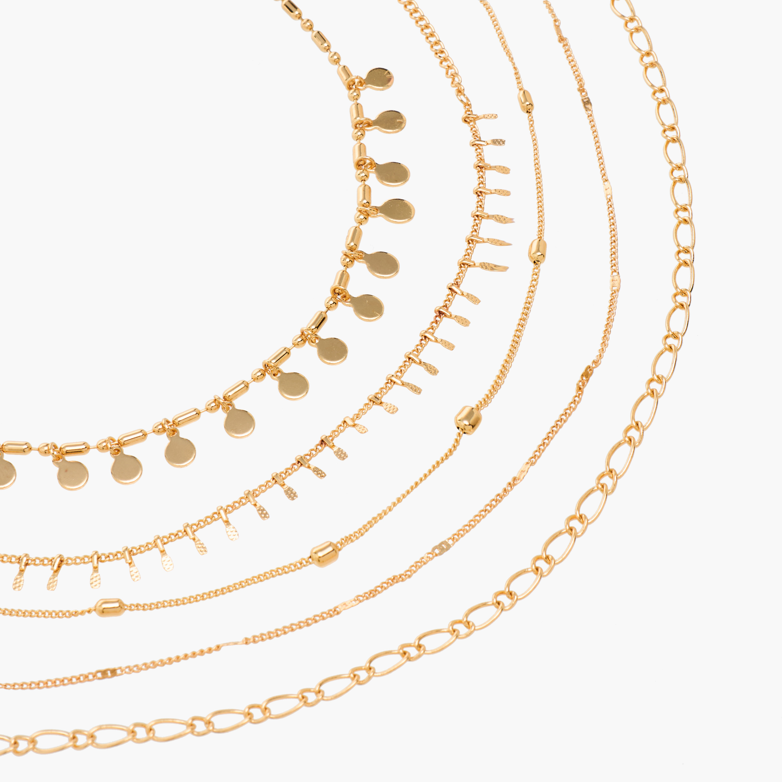 عقد بلون ذهبي ومشبك إغلاق - طقم من 5 قطع-women-watchesandjewellery-jewellery-necklacesandpendants-image-7