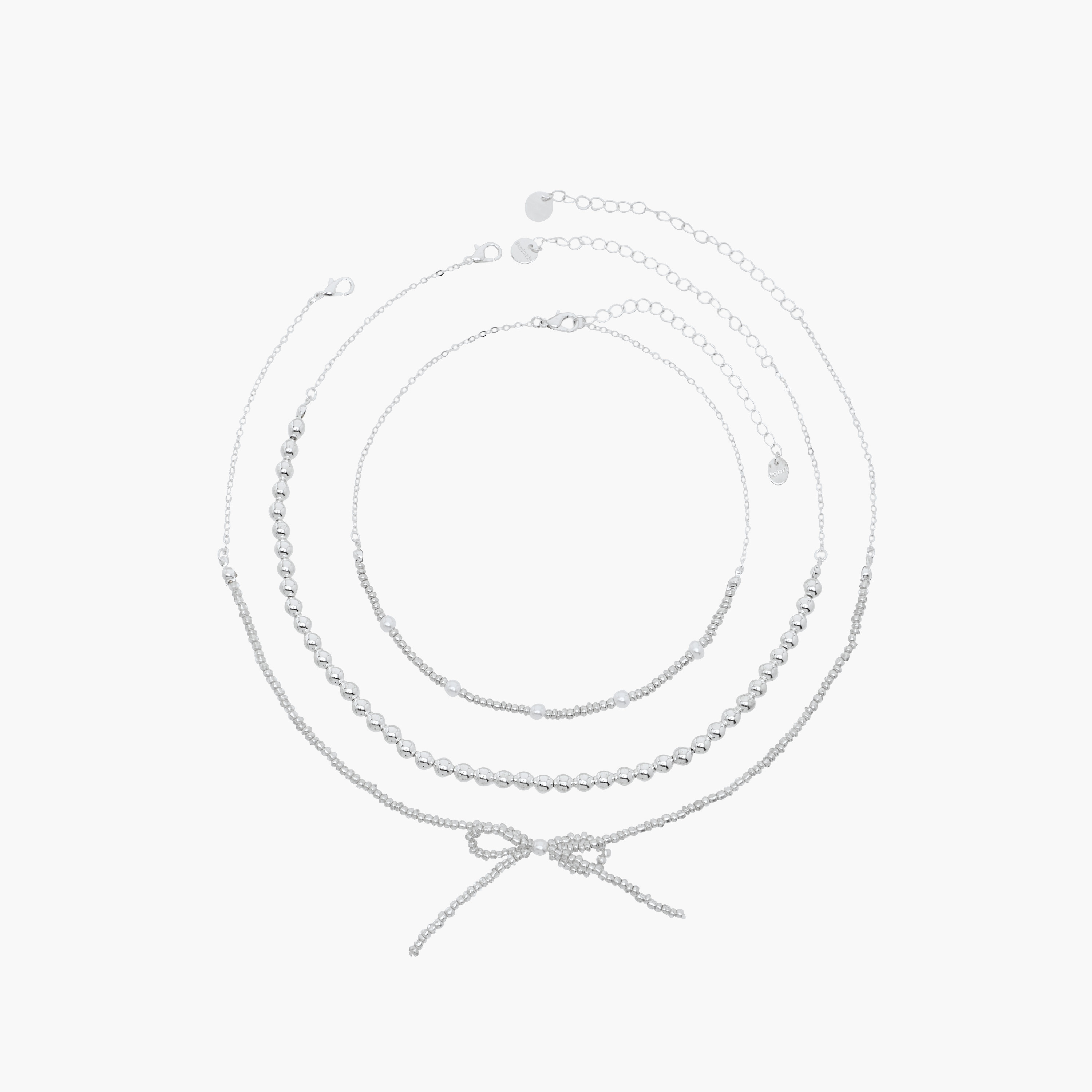 عقد فضي اللون بمشبك إغلاق - طقم من 3 قطع-women-watchesandjewellery-jewellery-necklacesandpendants-image-1