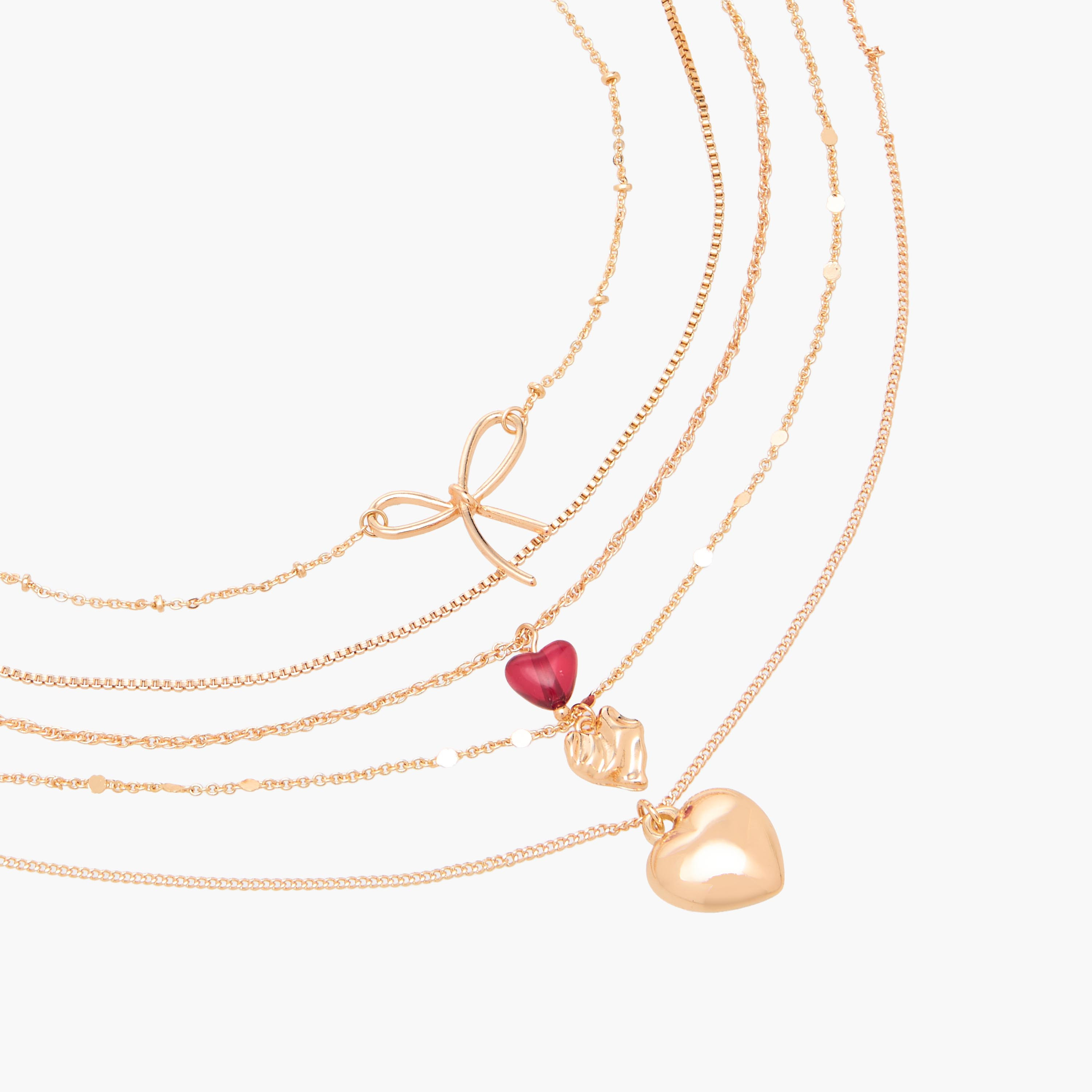 Set of 5 - Gold Tone Necklace with Embellished Design-women-watchesandjewellery-jewellery-necklacesandpendants-image-6