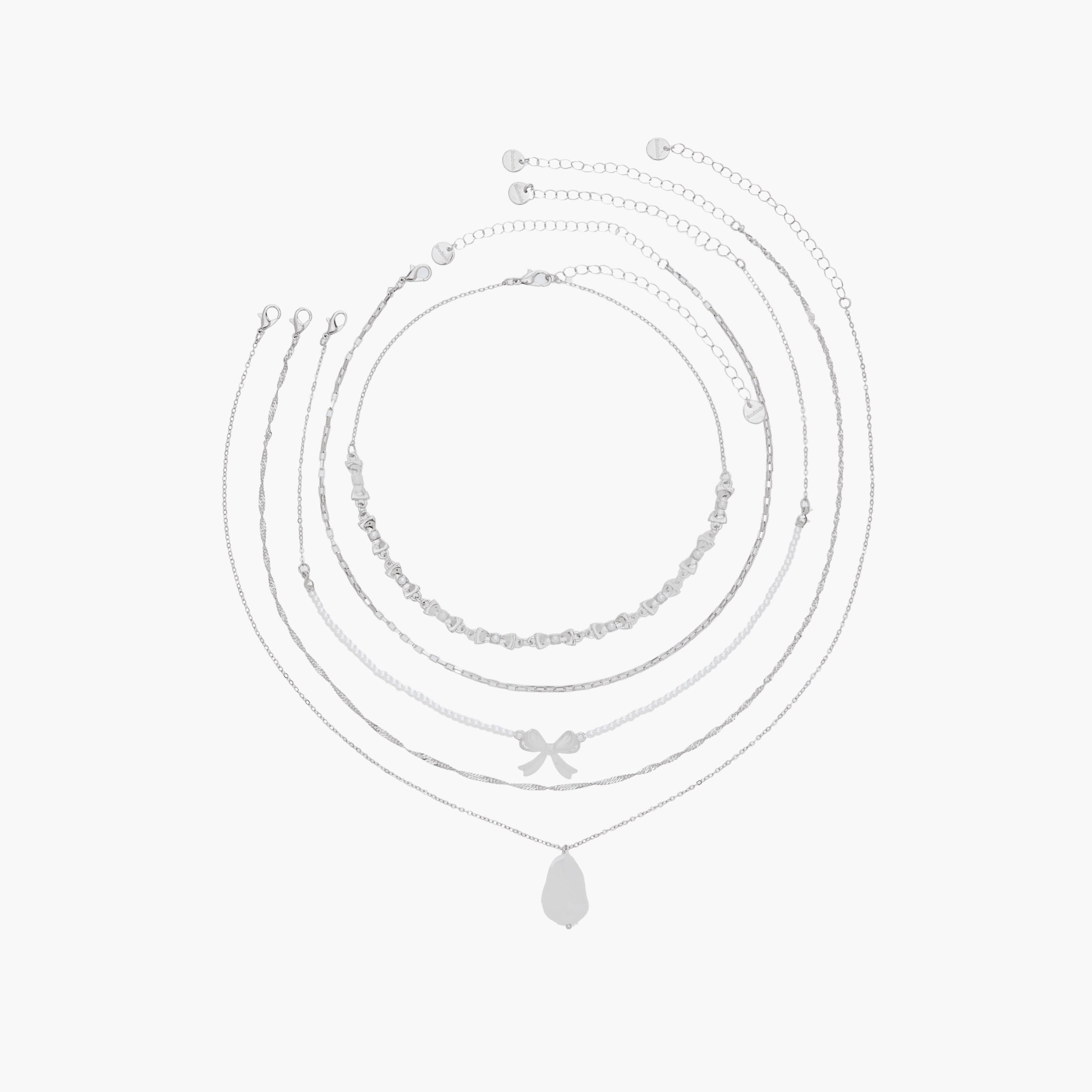 Set of 5 - Metal Chain Necklace-women-watchesandjewellery-jewellery-necklacesandpendants-image-1