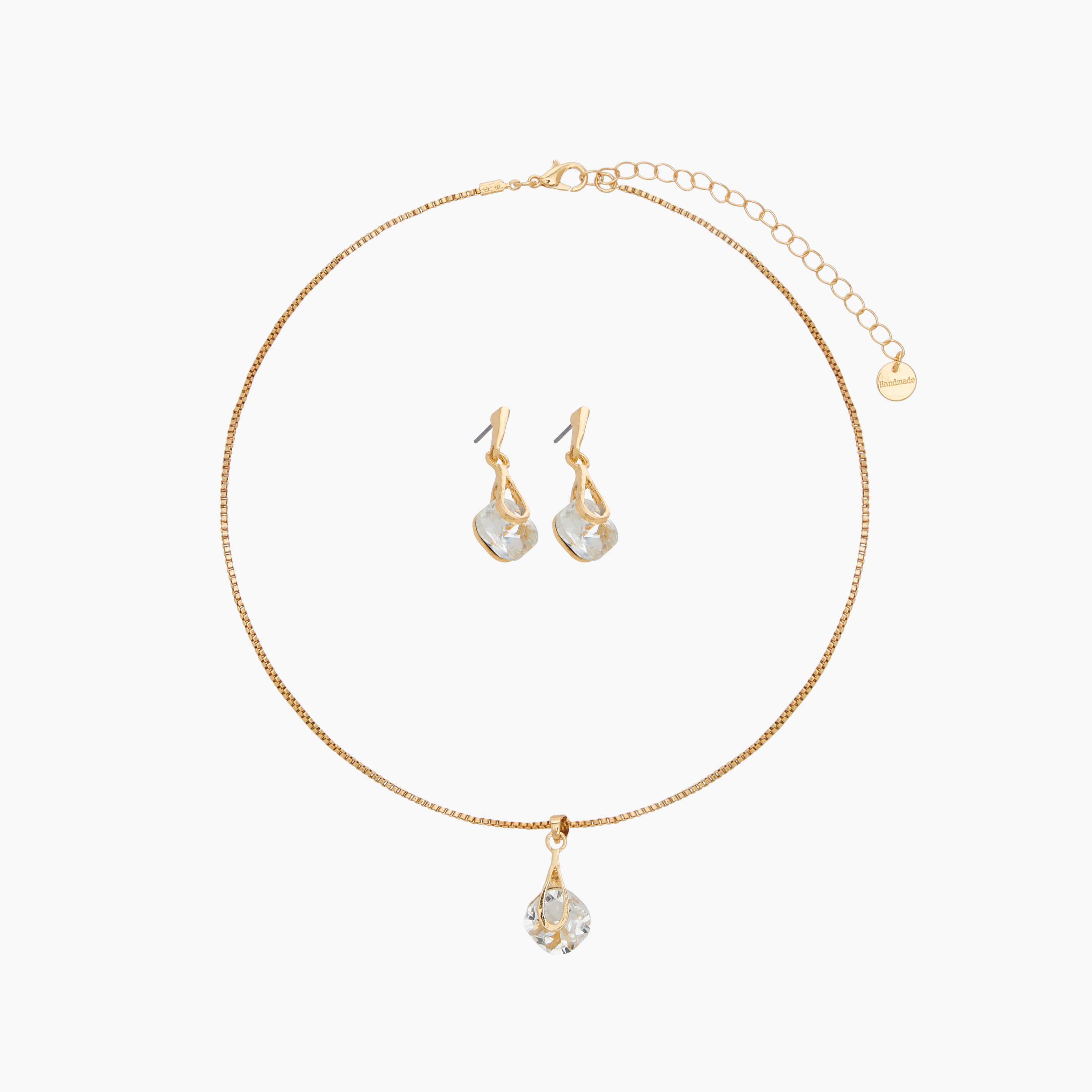 حلق وعقد بمعدني مزين بدلاية - طقم من قطعتين-women-watchesandjewellery-jewellery-jewellerysets-image-1