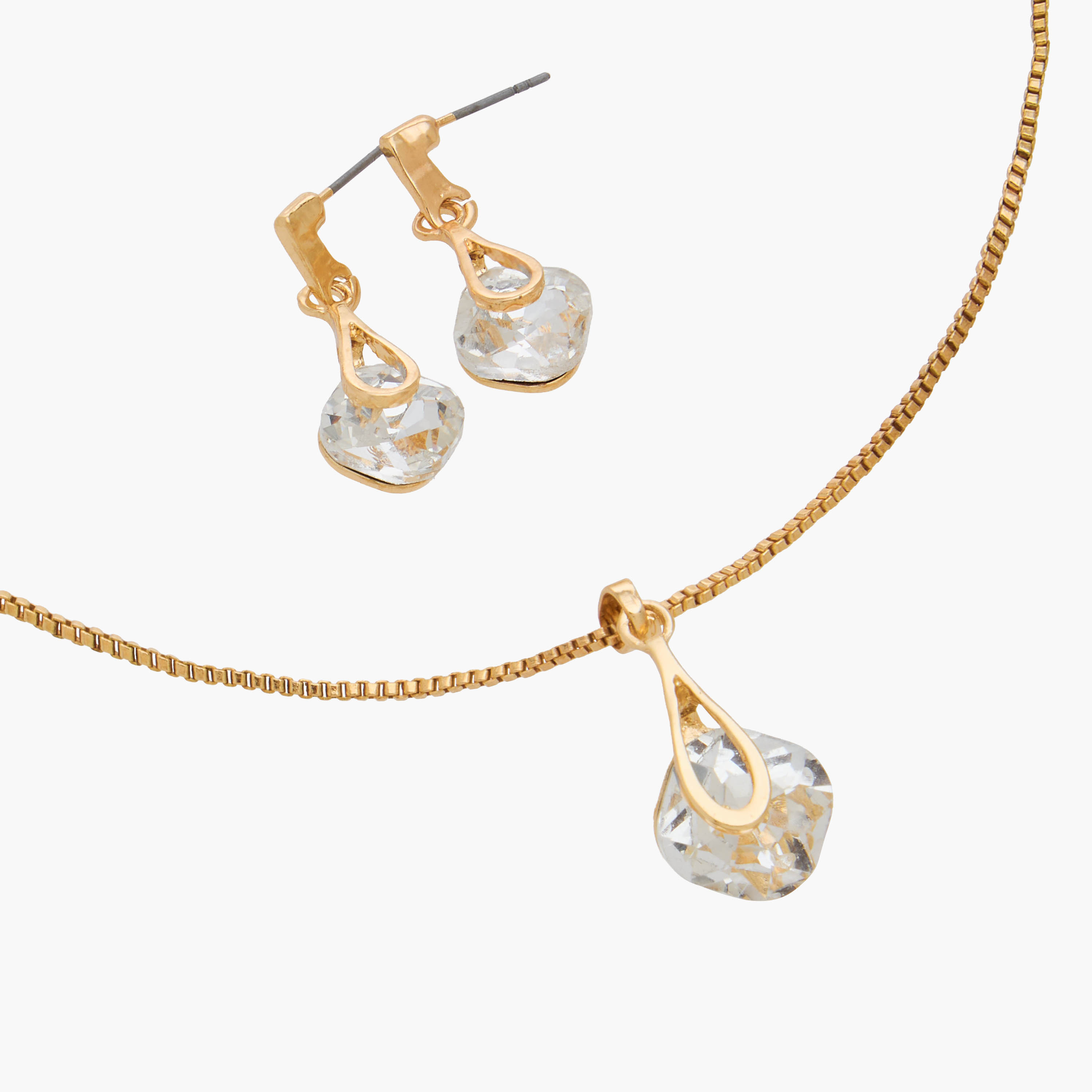 حلق وعقد بمعدني مزين بدلاية - طقم من قطعتين-women-watchesandjewellery-jewellery-jewellerysets-image-4