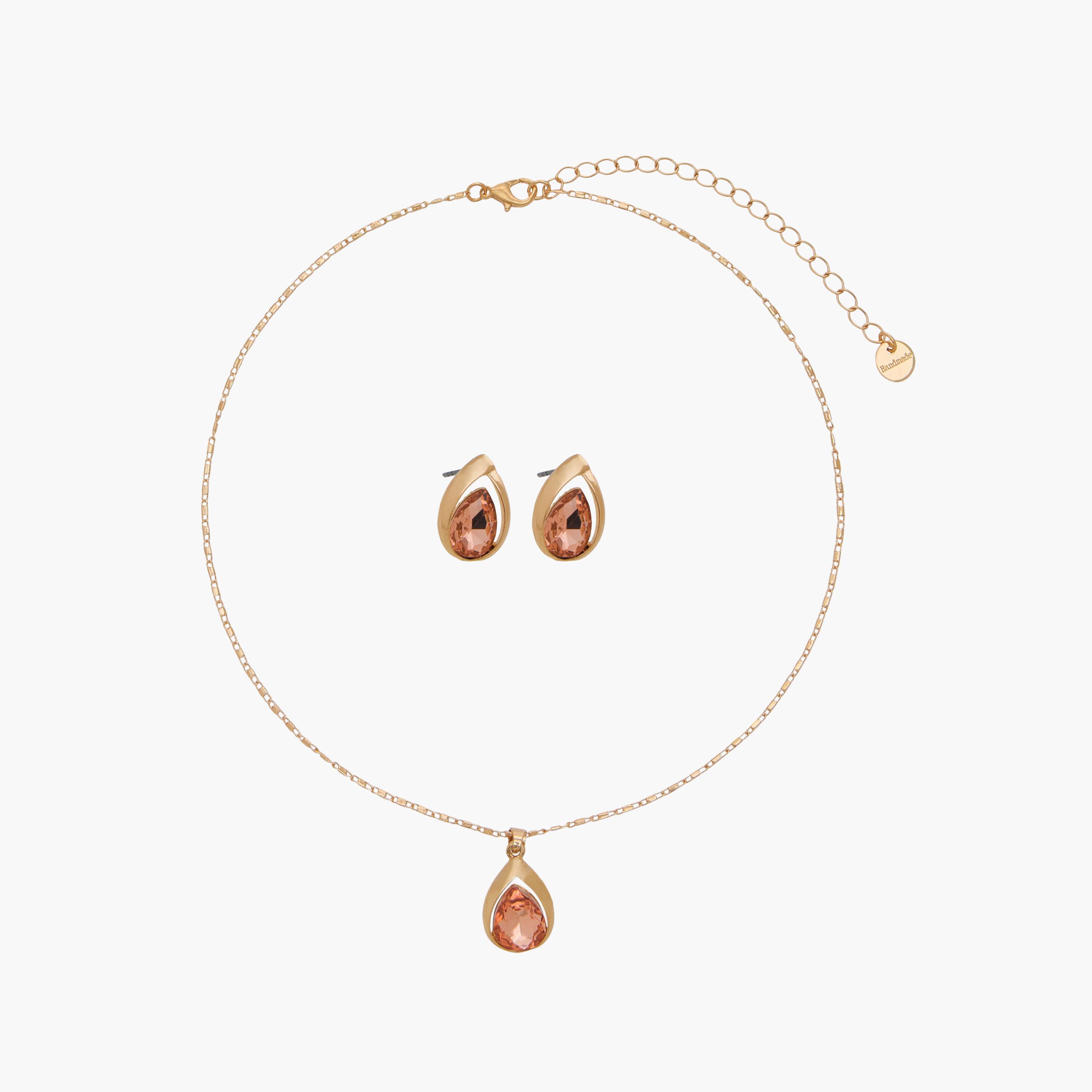 Set of 2 - Gold Tone Embellished Pendant Necklace and Earrings-women-watchesandjewellery-jewellery-jewellerysets-image-1