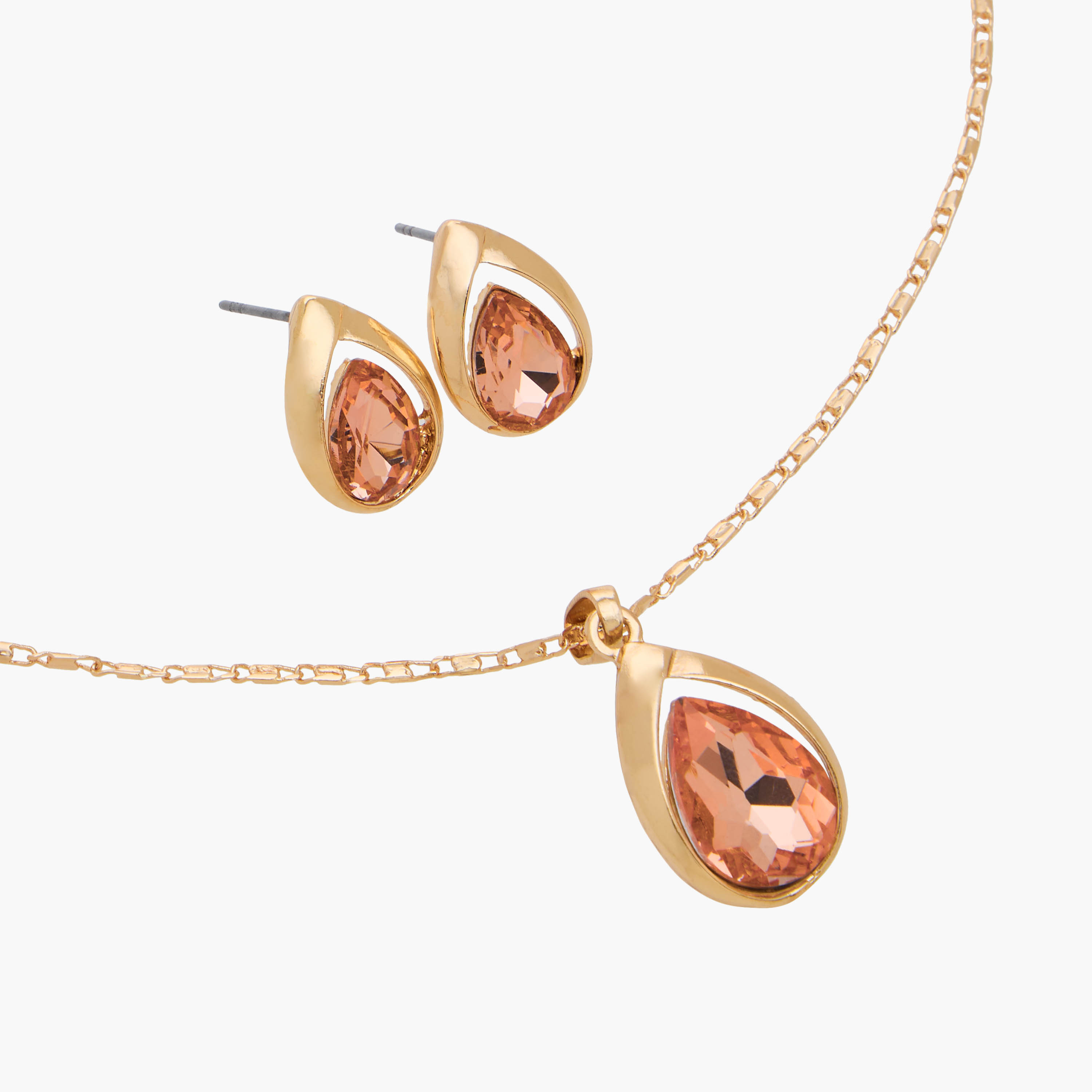 Set of 2 - Gold Tone Embellished Pendant Necklace and Earrings-women-watchesandjewellery-jewellery-jewellerysets-image-3