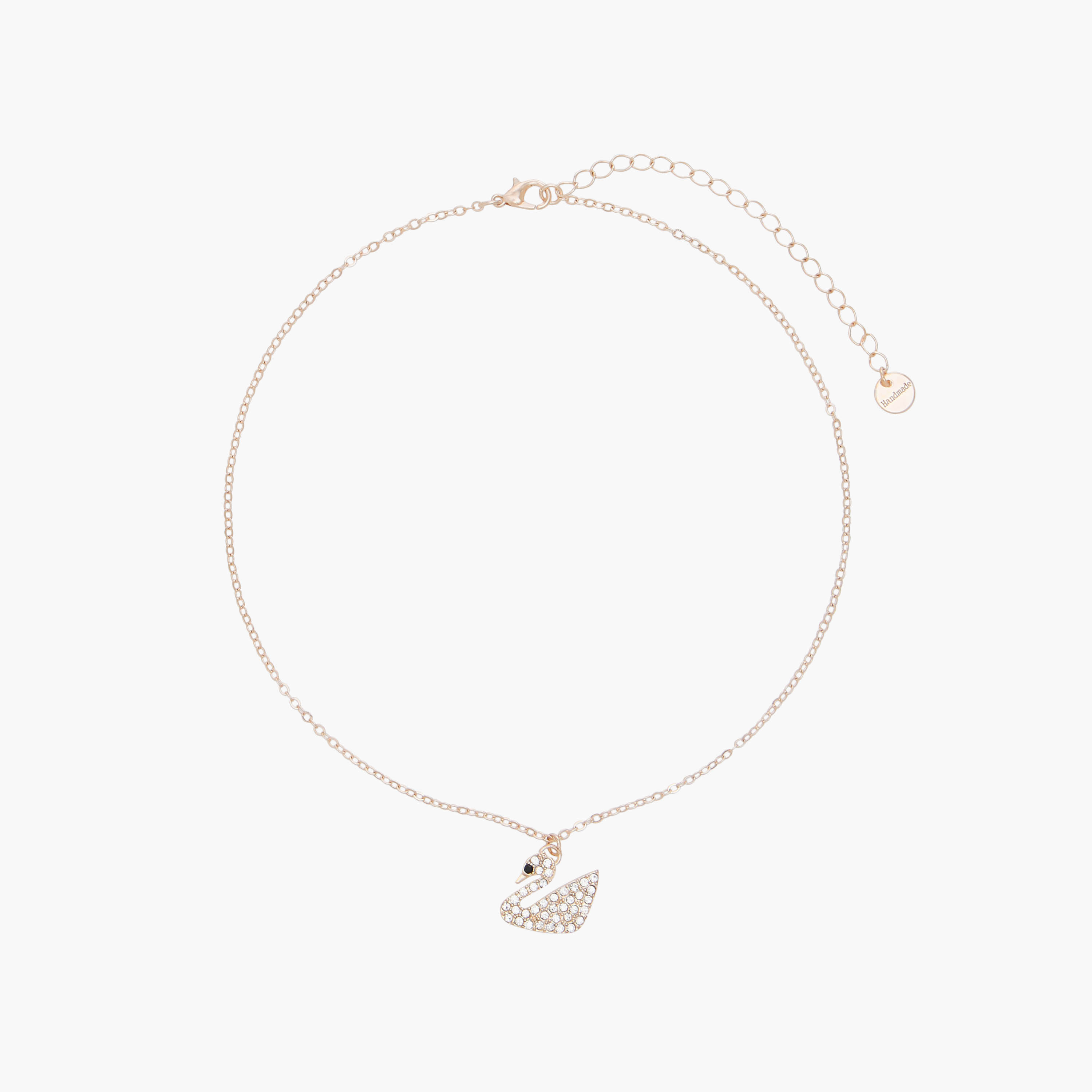 حلق وعقد معدني مزين بأحجار ودلاية بجعة - طقم من قطعتين-women-watchesandjewellery-jewellery-jewellerysets-image-2