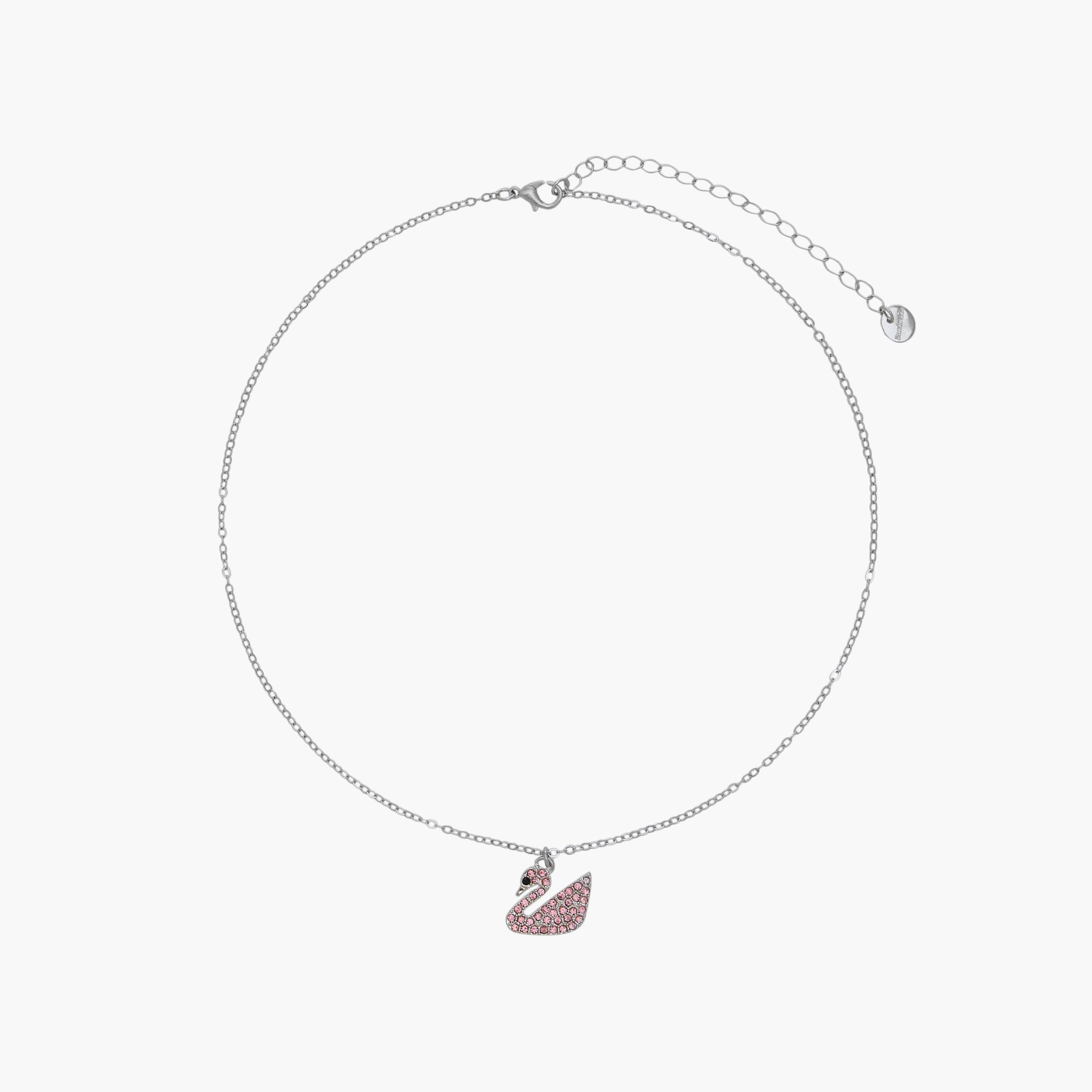 حلق وعقد معدني مزين بأحجار ودلاية بجعة - طقم من قطعتين-women-watchesandjewellery-jewellery-jewellerysets-image-2