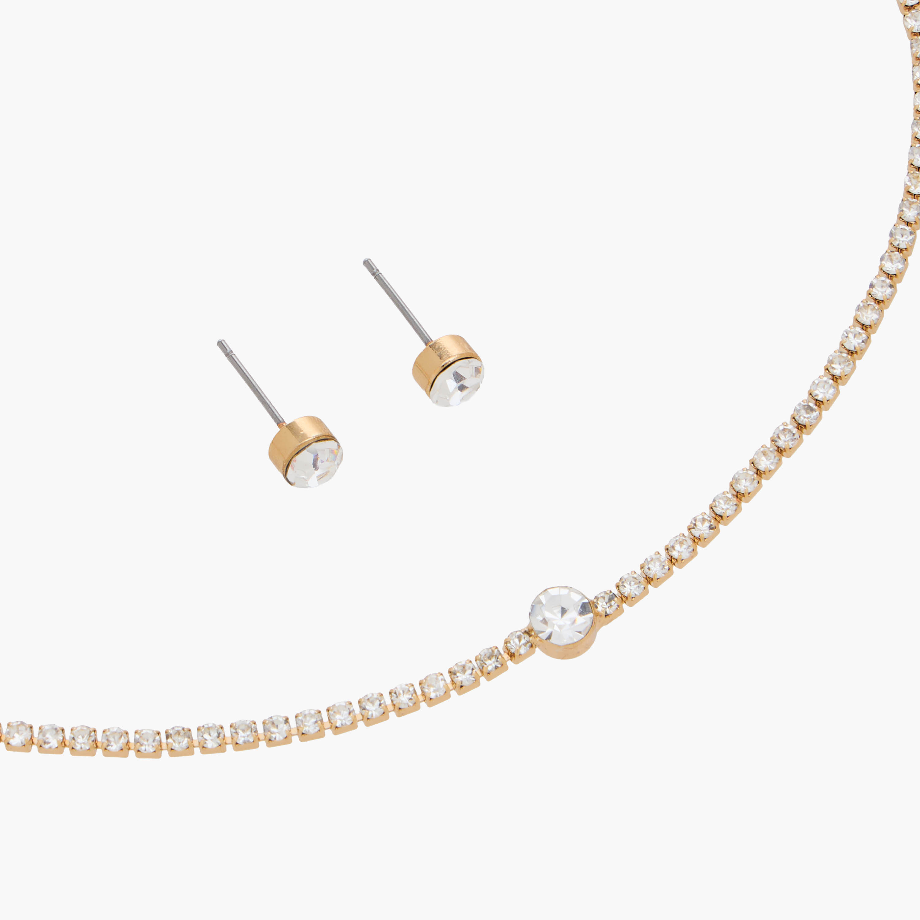 Set of 2 - Metal Stone Embellished Pendant Necklace and Earrings-women-watchesandjewellery-jewellery-jewellerysets-image-3
