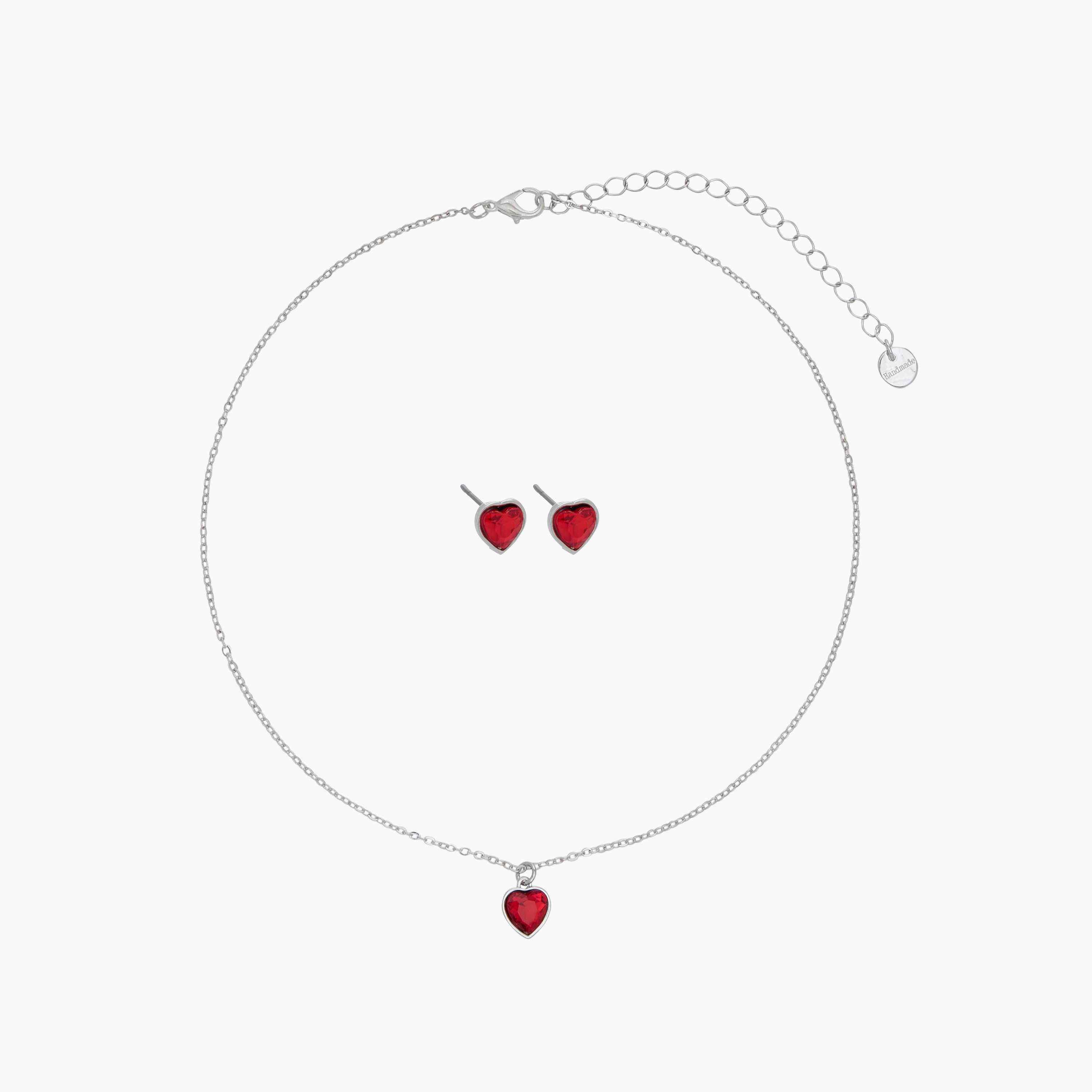 Set of 2 - Embellished Silver Tone Necklace and Earrings-women-watchesandjewellery-jewellery-jewellerysets-image-1