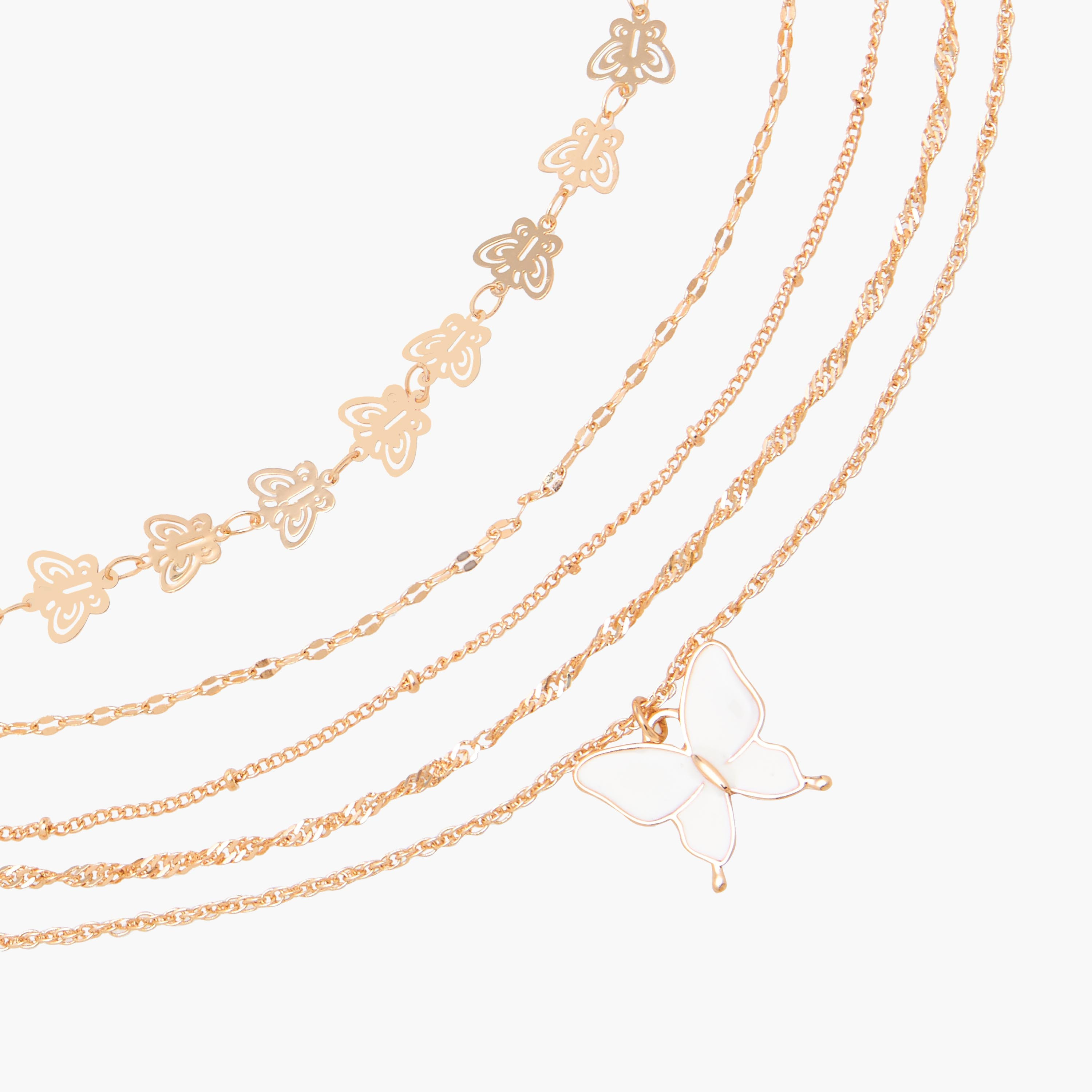 أعقاد ذهبية اللون بتفاصيل دلايات - طقم من 5 قطع-women-watchesandjewellery-jewellery-necklacesandpendants-image-7