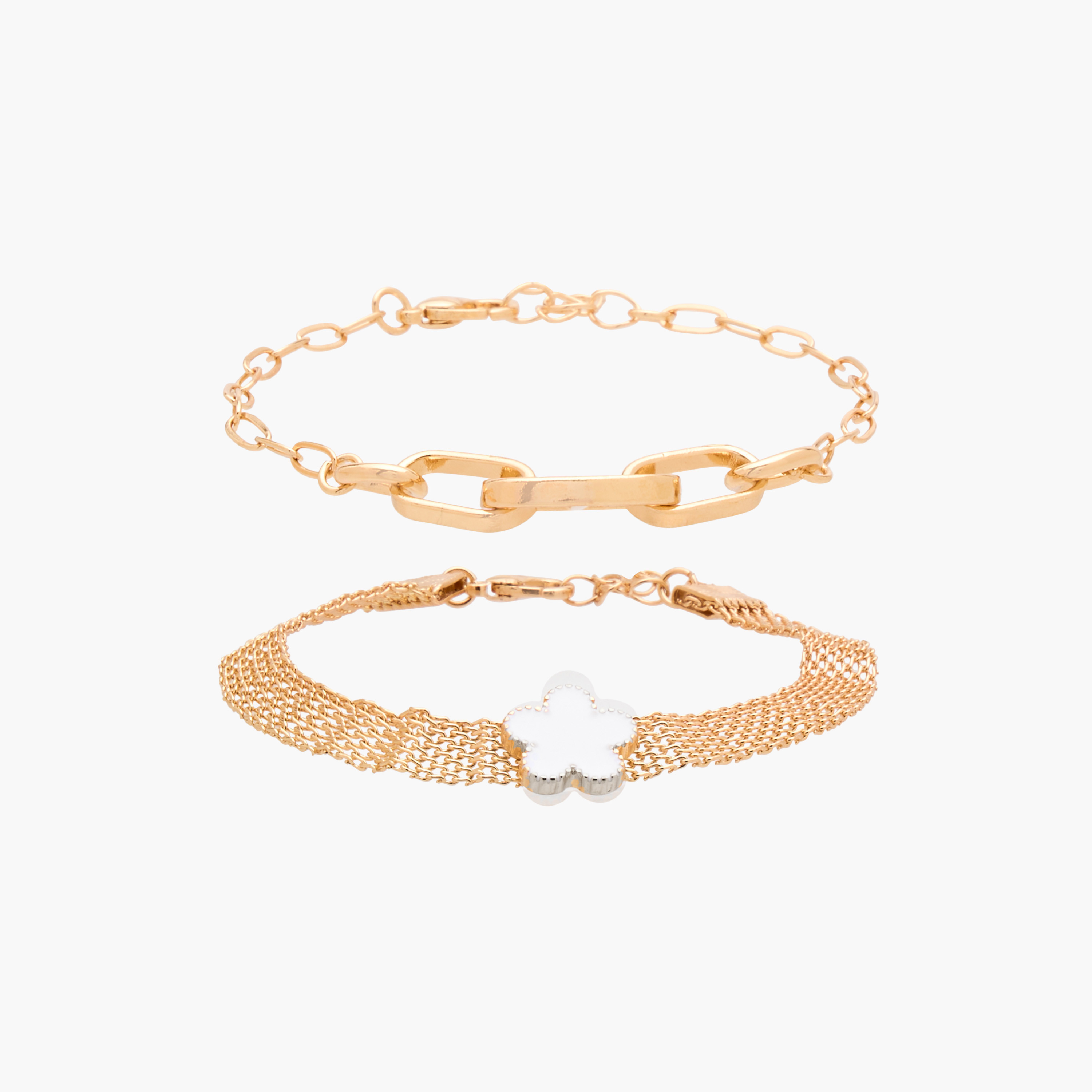طقم أساور مطلية بالذهب بتصاميم متنوّعة عدد 2-women-watchesandjewellery-jewellery-banglesandbracelets-image-1