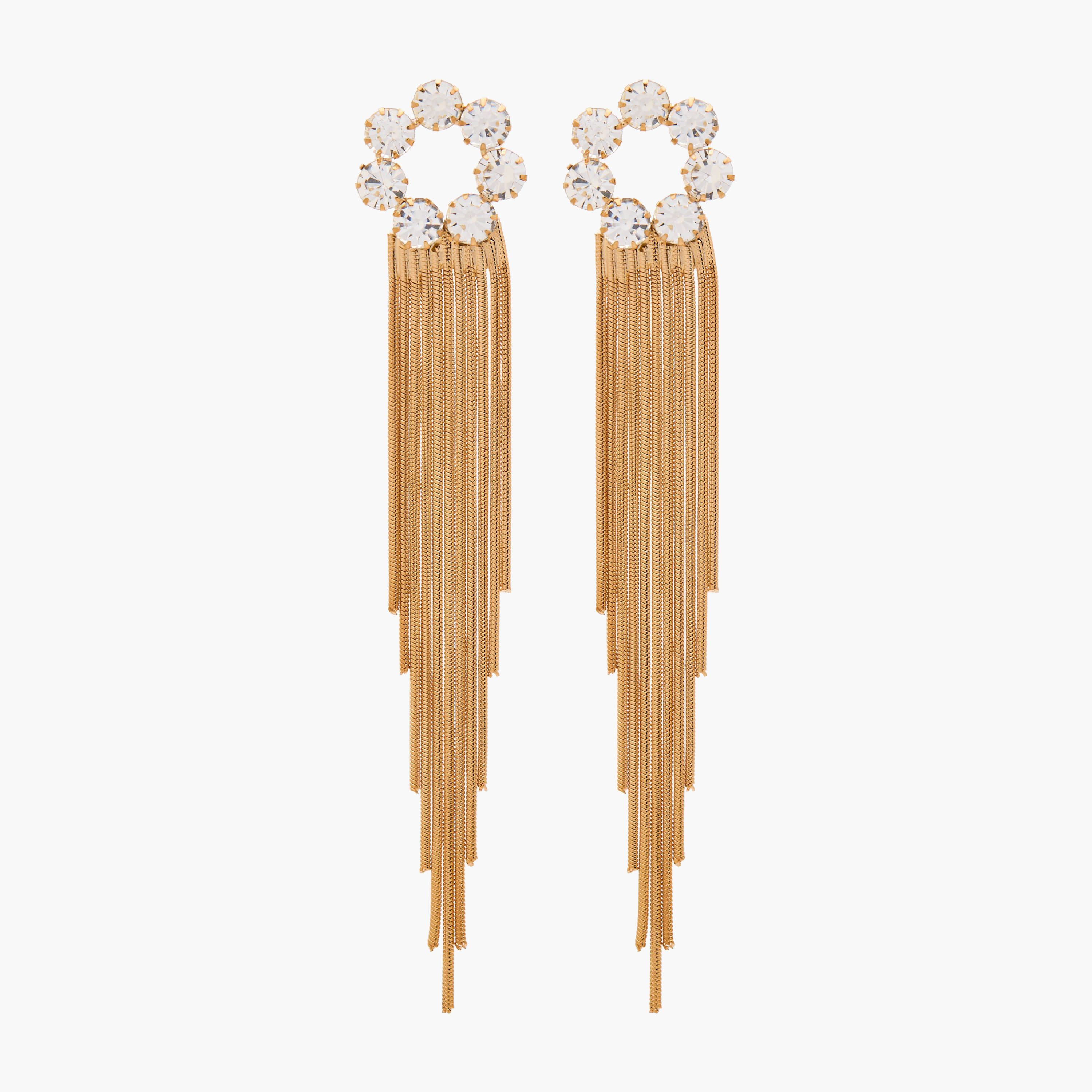 Gold Tone Stone Embellished Drop Earrings with Pushback Closure-women-watchesandjewellery-jewellery-earrings-image-1