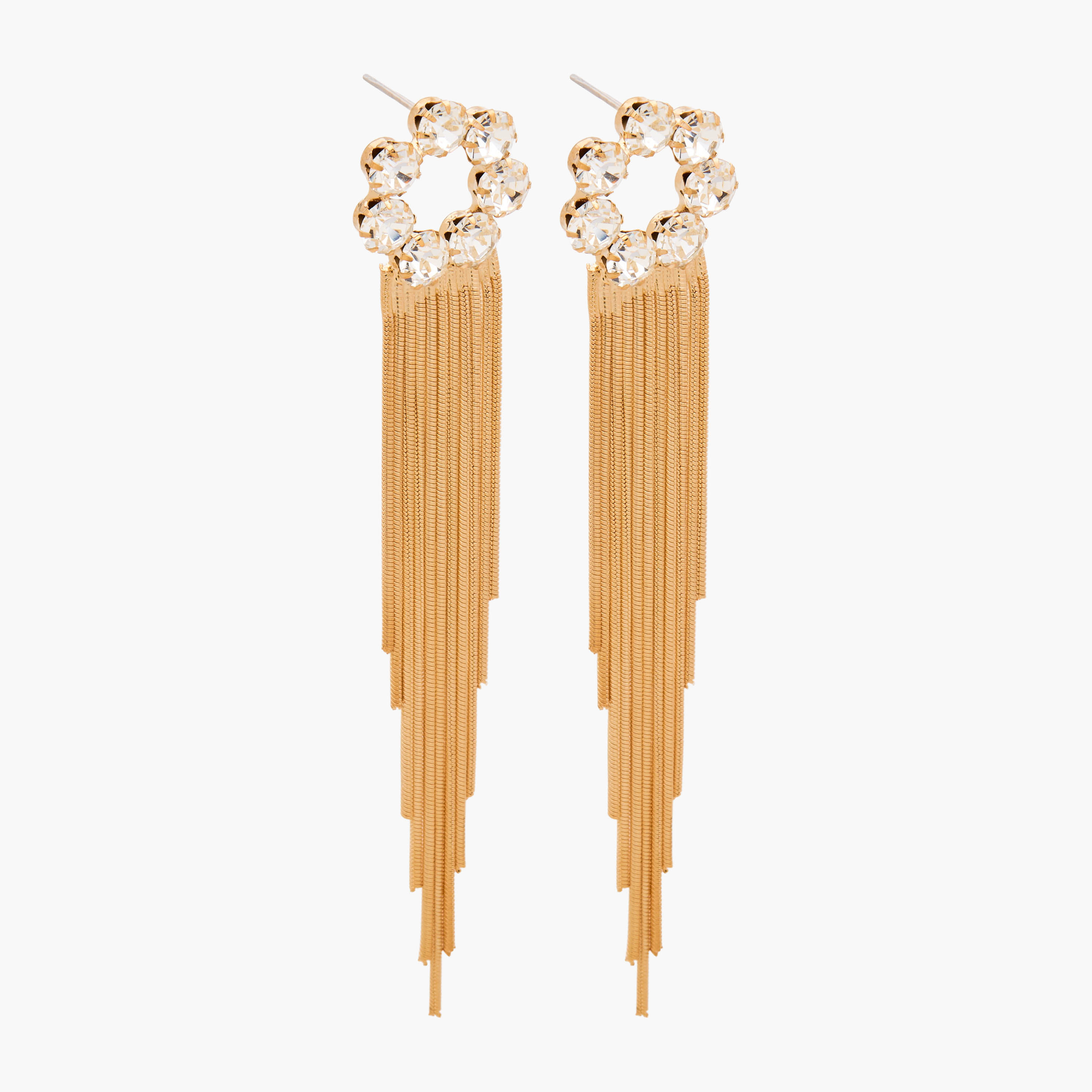 Gold Tone Stone Embellished Drop Earrings with Pushback Closure-women-watchesandjewellery-jewellery-earrings-image-2