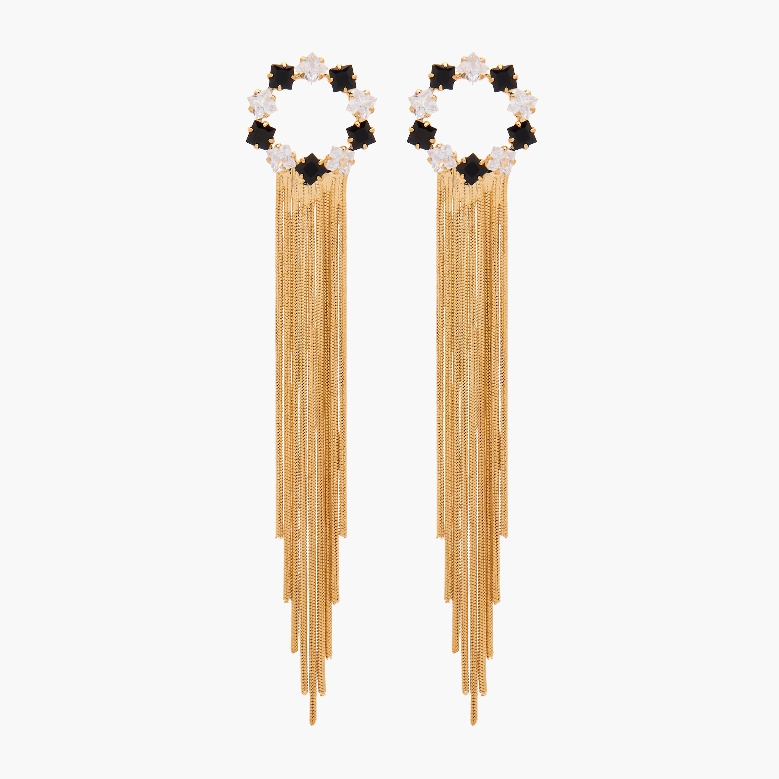 Gold Tone Embellished Drop Earrings with Pushback Closure-women-watchesandjewellery-jewellery-earrings-image-1
