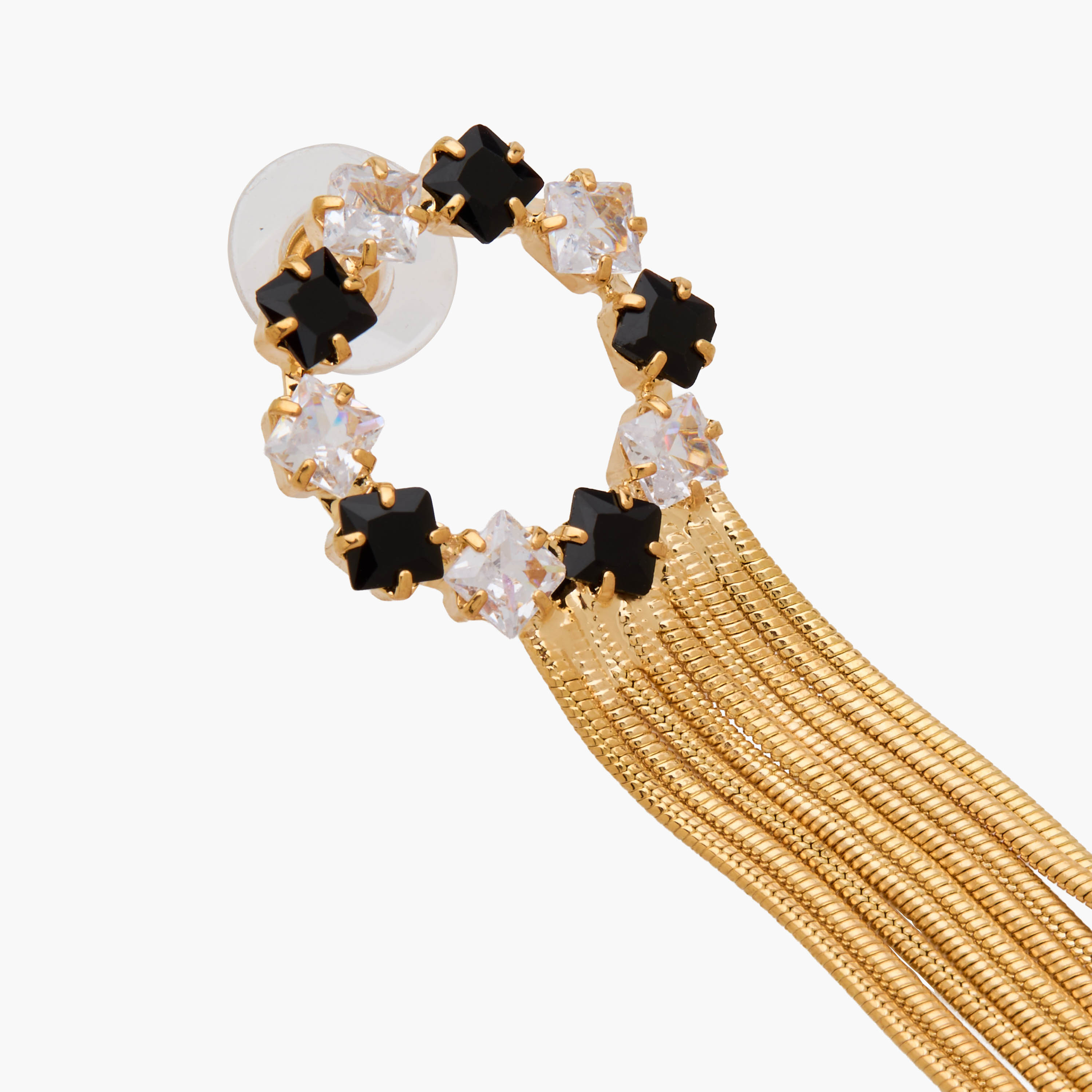Gold Tone Embellished Drop Earrings with Pushback Closure-women-watchesandjewellery-jewellery-earrings-image-4