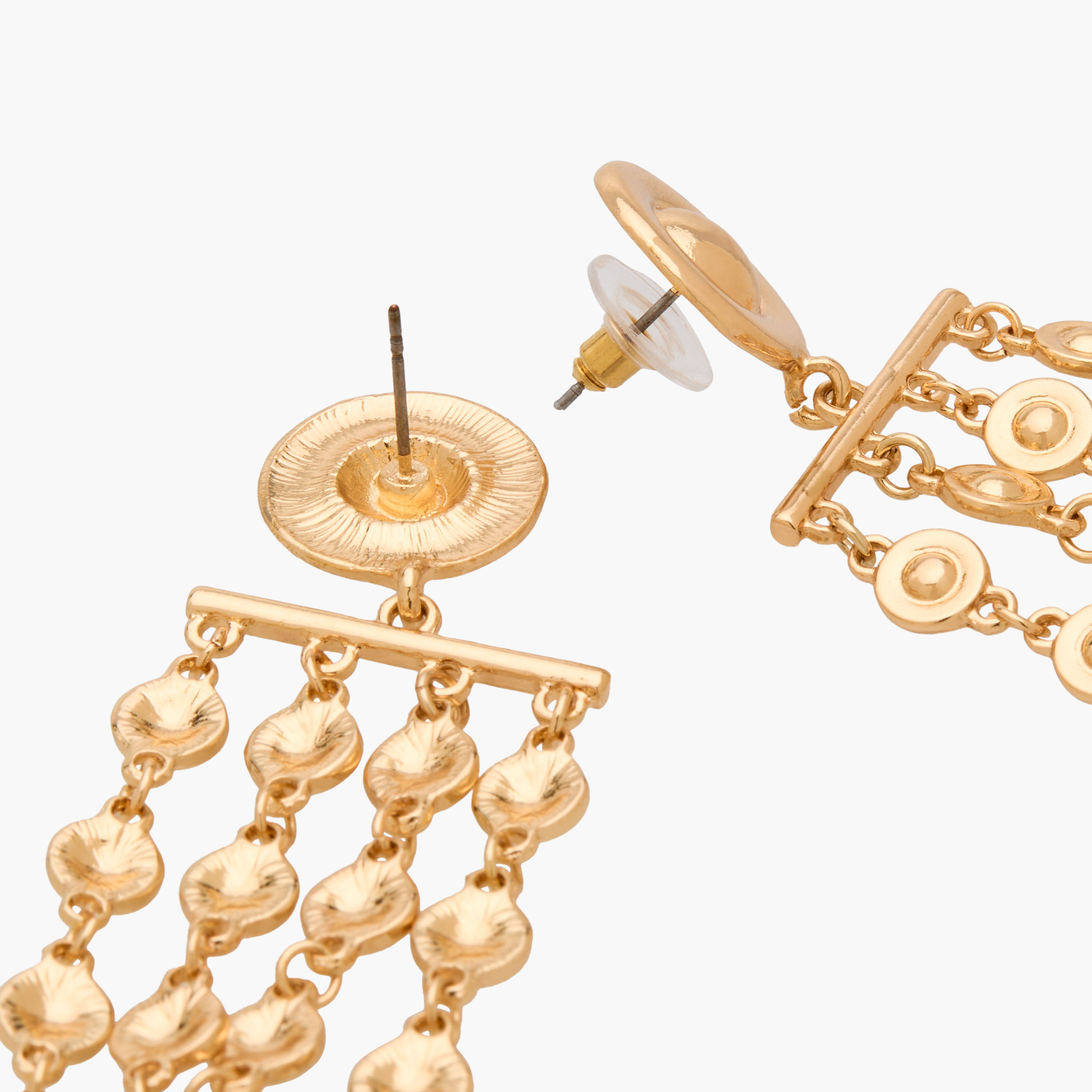 Gold Tone Drop Earrings with Pushback Closure-women-watchesandjewellery-jewellery-earrings-image-3