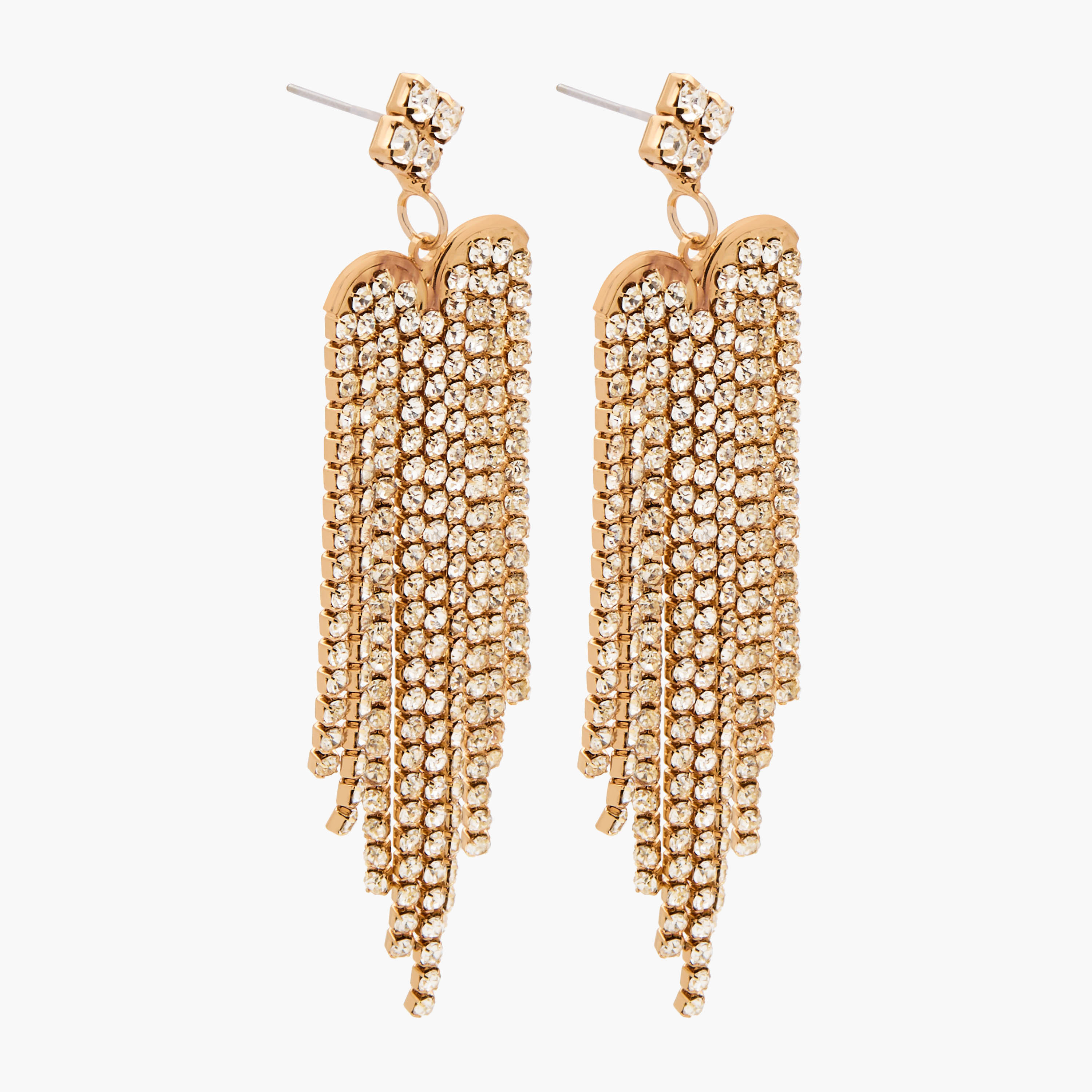 Gold Tone Embellished Drop Earrings with Pushback Closure-women-watchesandjewellery-jewellery-earrings-image-2