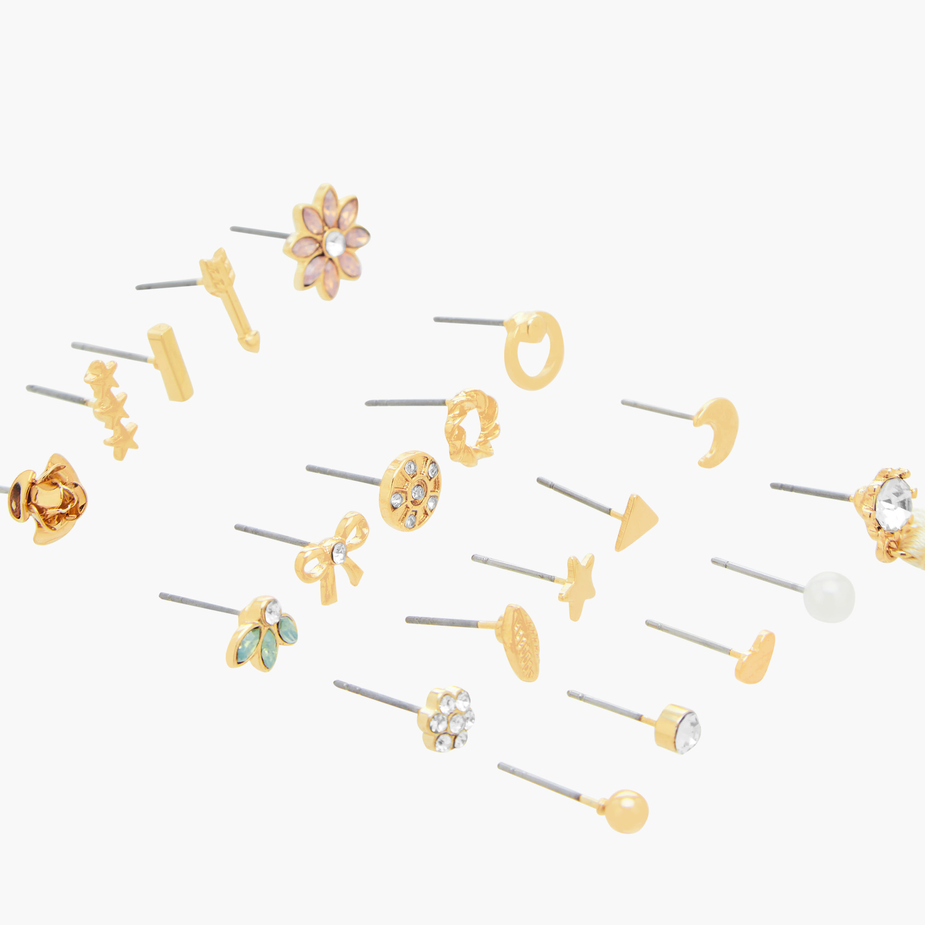 Pack of 20 Gold Tone Stud Earrings with Pushback Closure-women-watchesandjewellery-jewellery-earrings-image-3