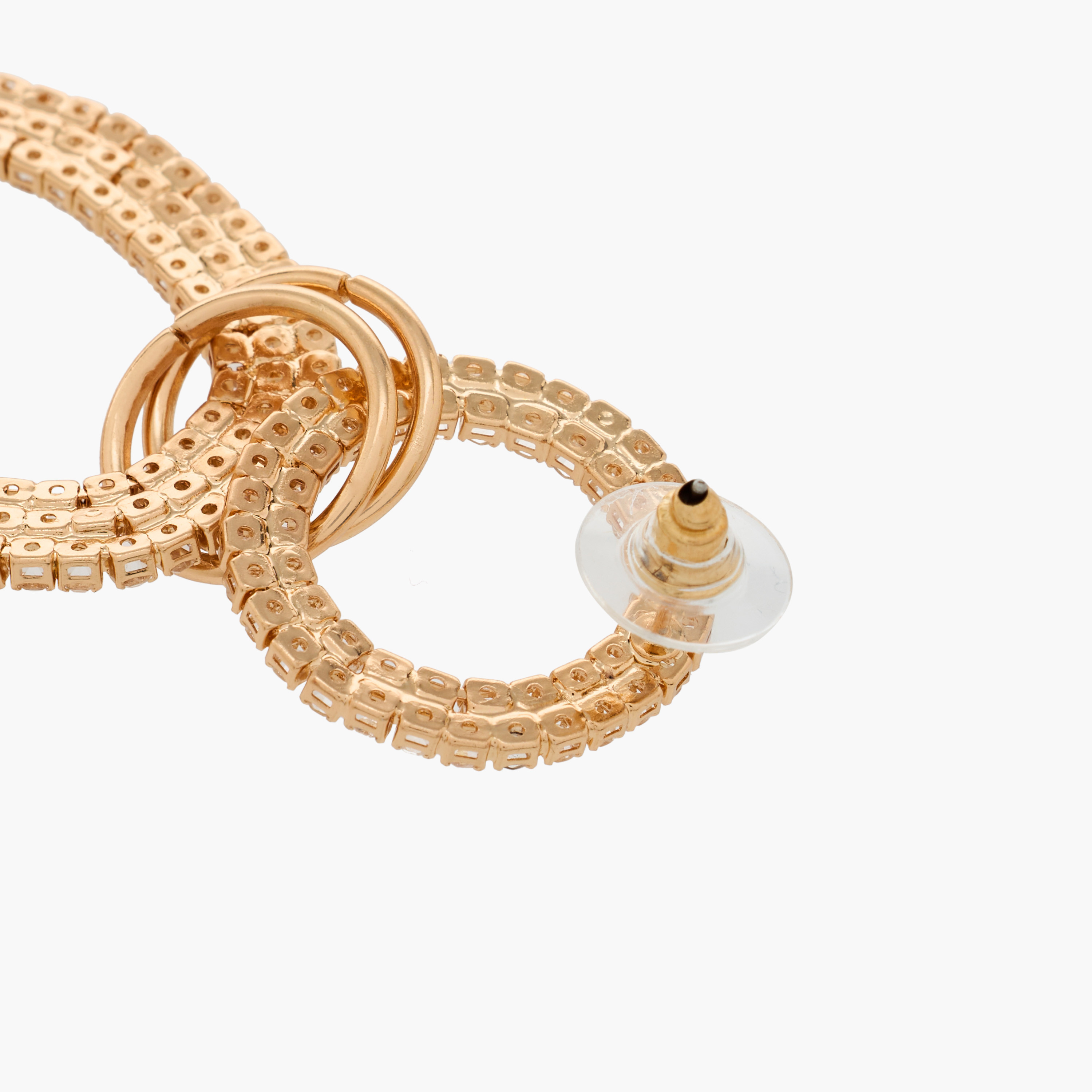 حلقان متدلية بلون ذهبي مزينة بحجز زركون ومكبس إغلاق خلفي-women-watchesandjewellery-jewellery-earrings-image-4