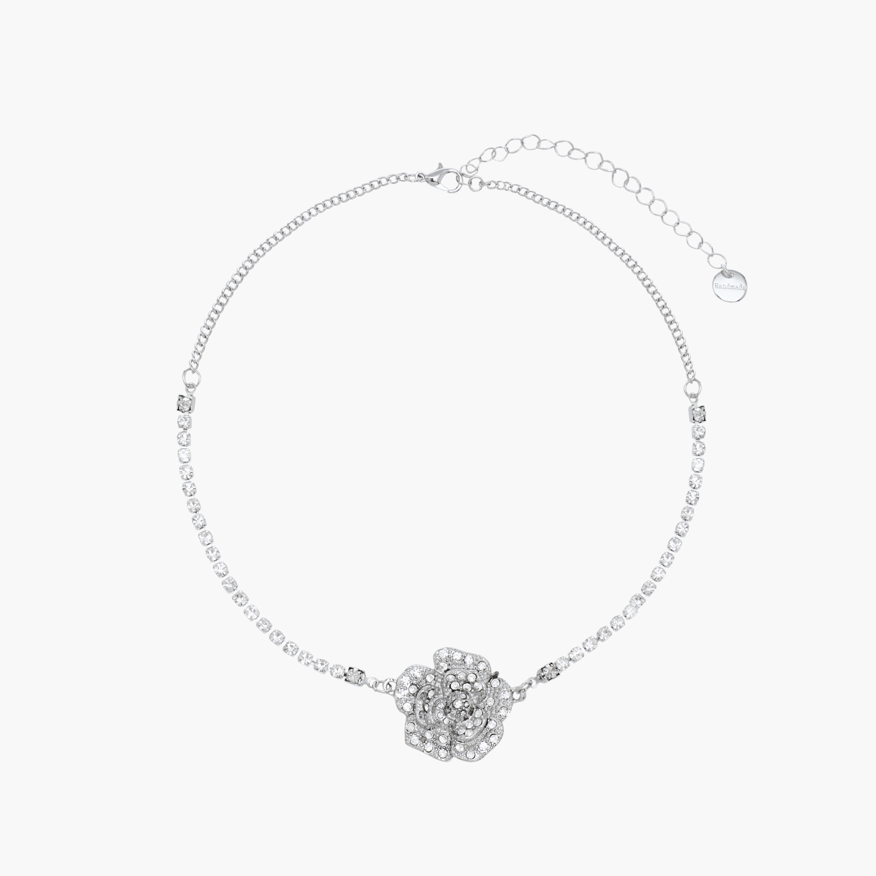 Set of 2 - Floral Embellished Metallic Necklace and Earrings-women-watchesandjewellery-jewellery-jewellerysets-image-2
