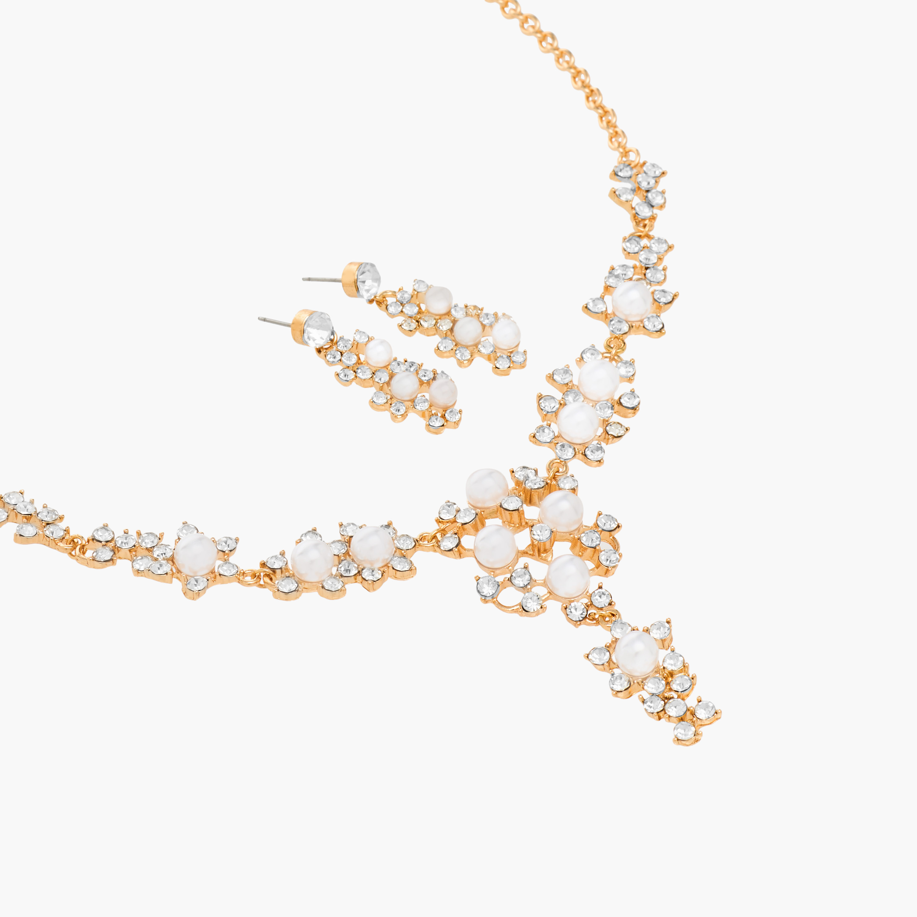 حلق وعقد بتزيينات لؤلؤ - طقم من قطعتين-women-watchesandjewellery-jewellery-jewellerysets-image-4