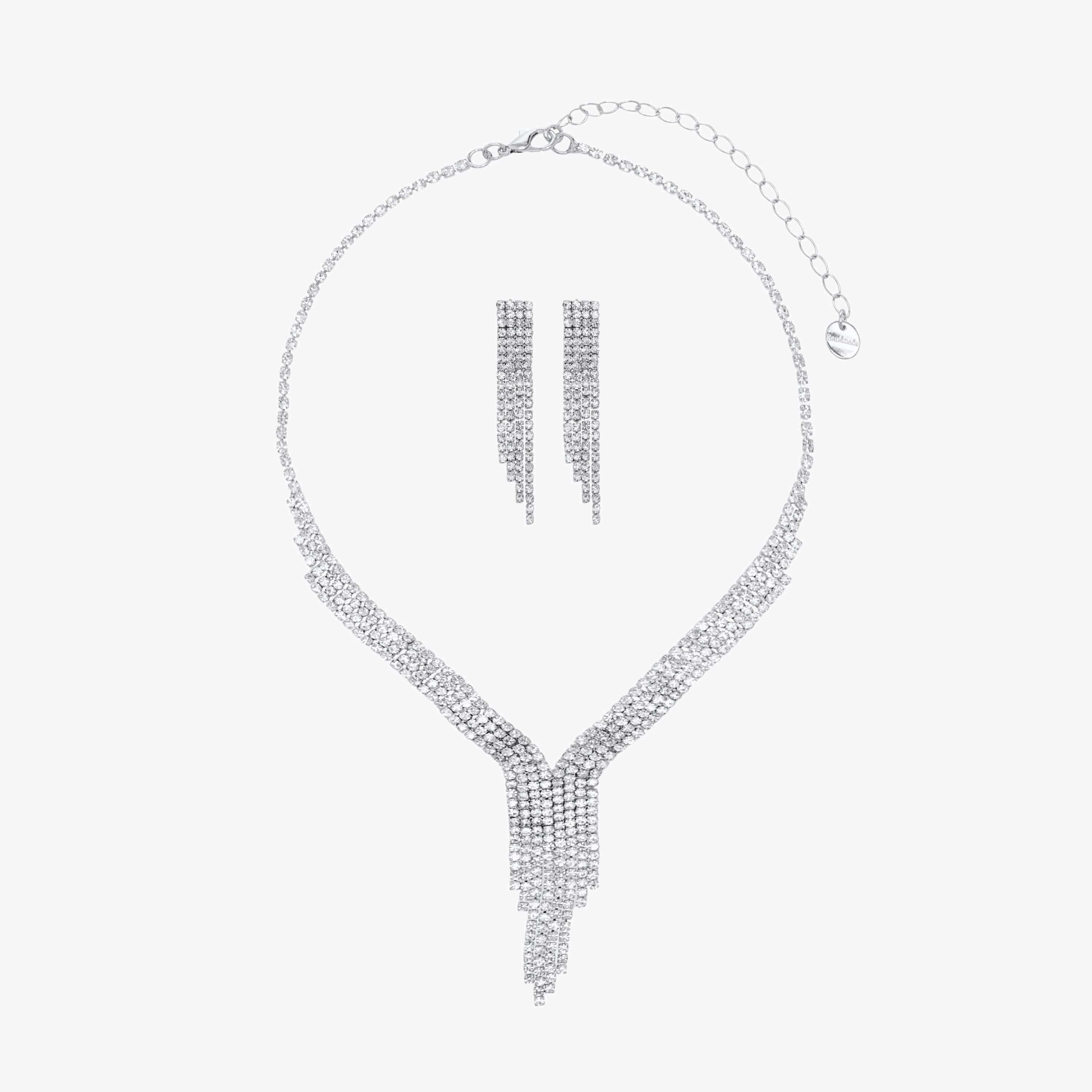 Set of 2 Cubic Zirconia Embellished Necklace and Earrings-women-watchesandjewellery-jewellery-jewellerysets-image-1