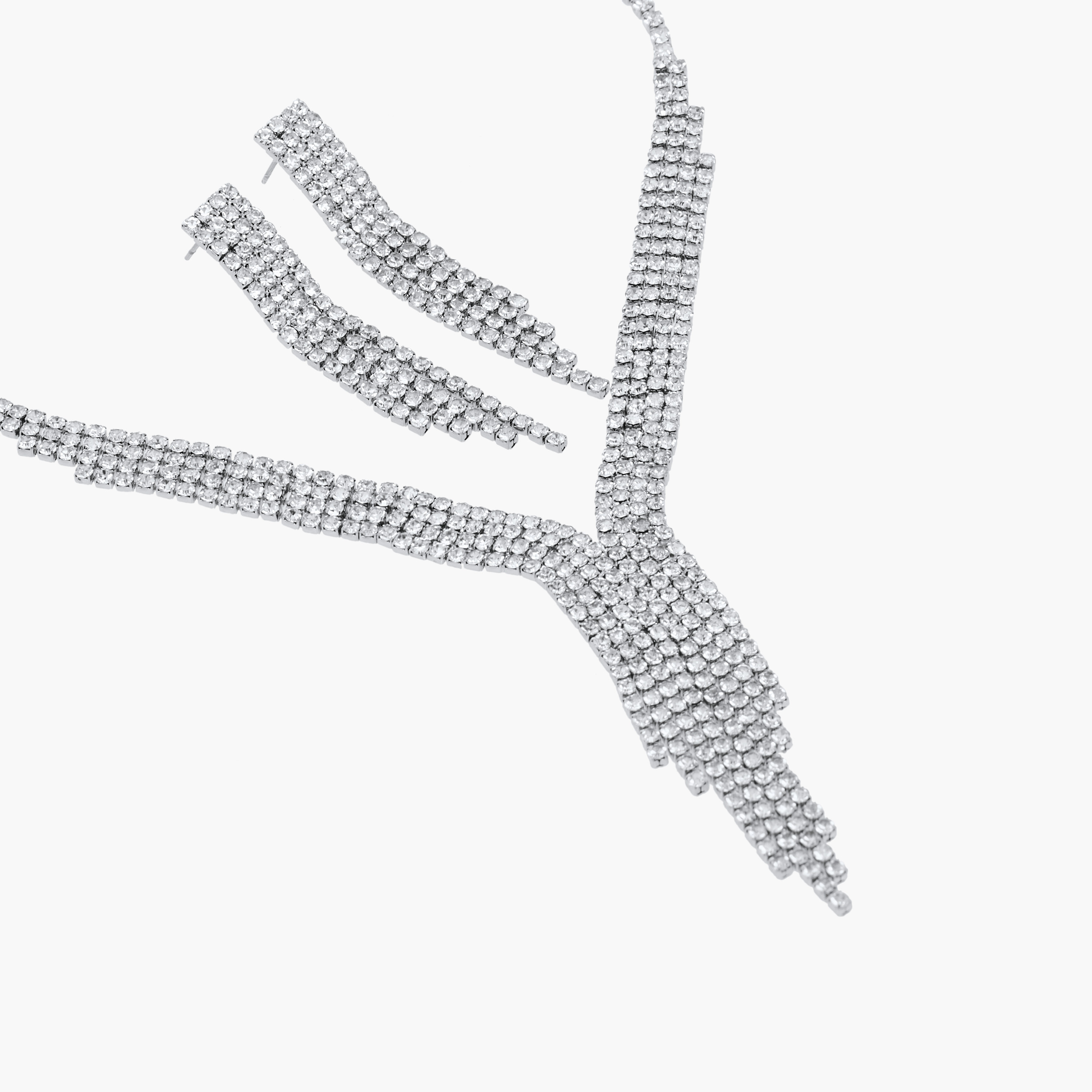 Set of 2 Cubic Zirconia Embellished Necklace and Earrings-women-watchesandjewellery-jewellery-jewellerysets-image-4
