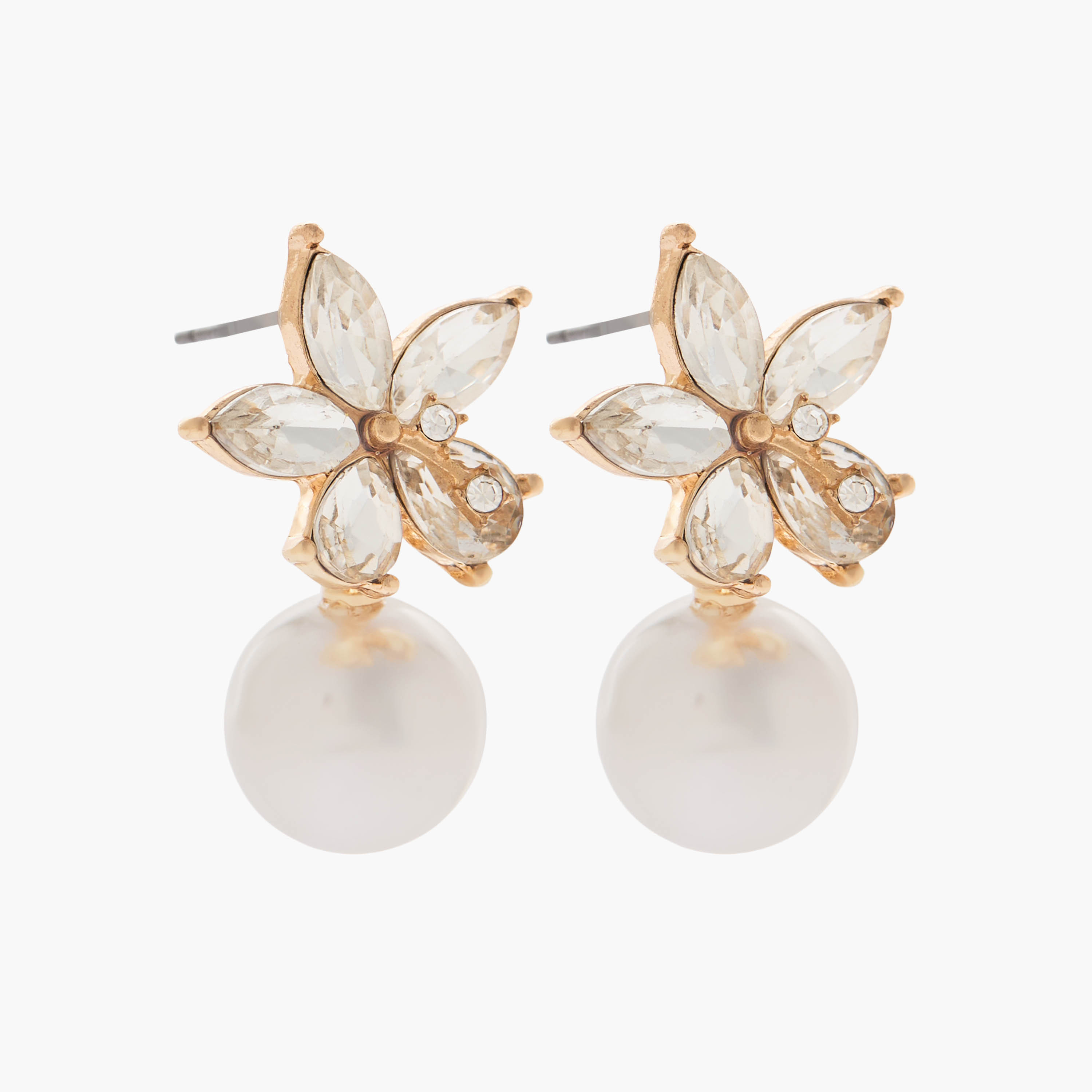 Stone Embellished Floral Earrings with Pushback Closure-women-watchesandjewellery-jewellery-earrings-image-2